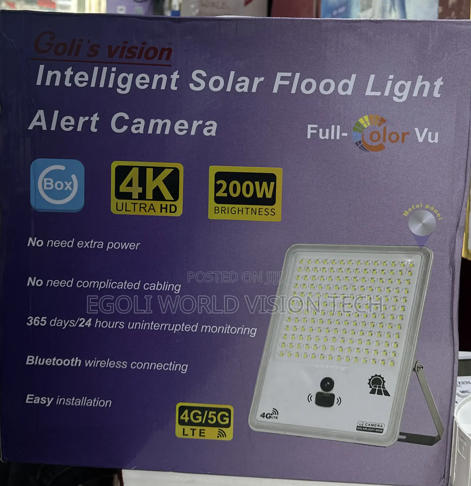 Intelligent Solar Flood Light Alert Camera 4k 200w