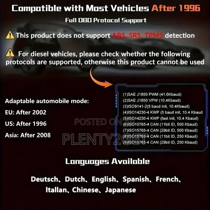 Cy3001 Car Obd2 Scanner Code Reader Engine Fault Scanner Can