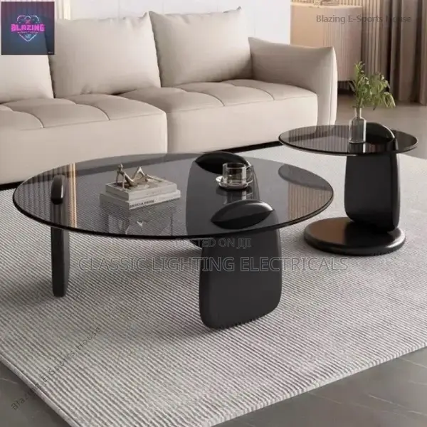 Black Glass Round Table Set - Modern Multi - Size Coffee