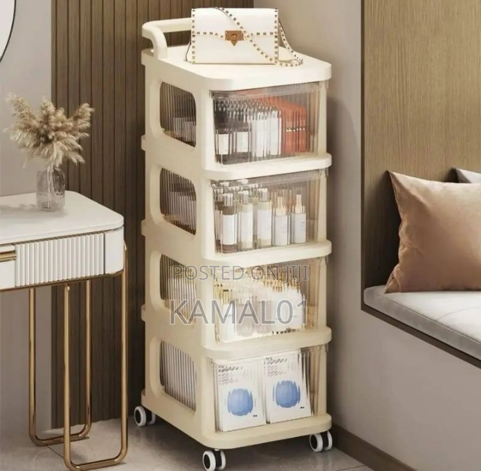 Baby Drawer Storage Cart, 4 Layer Rolling Storage Cart