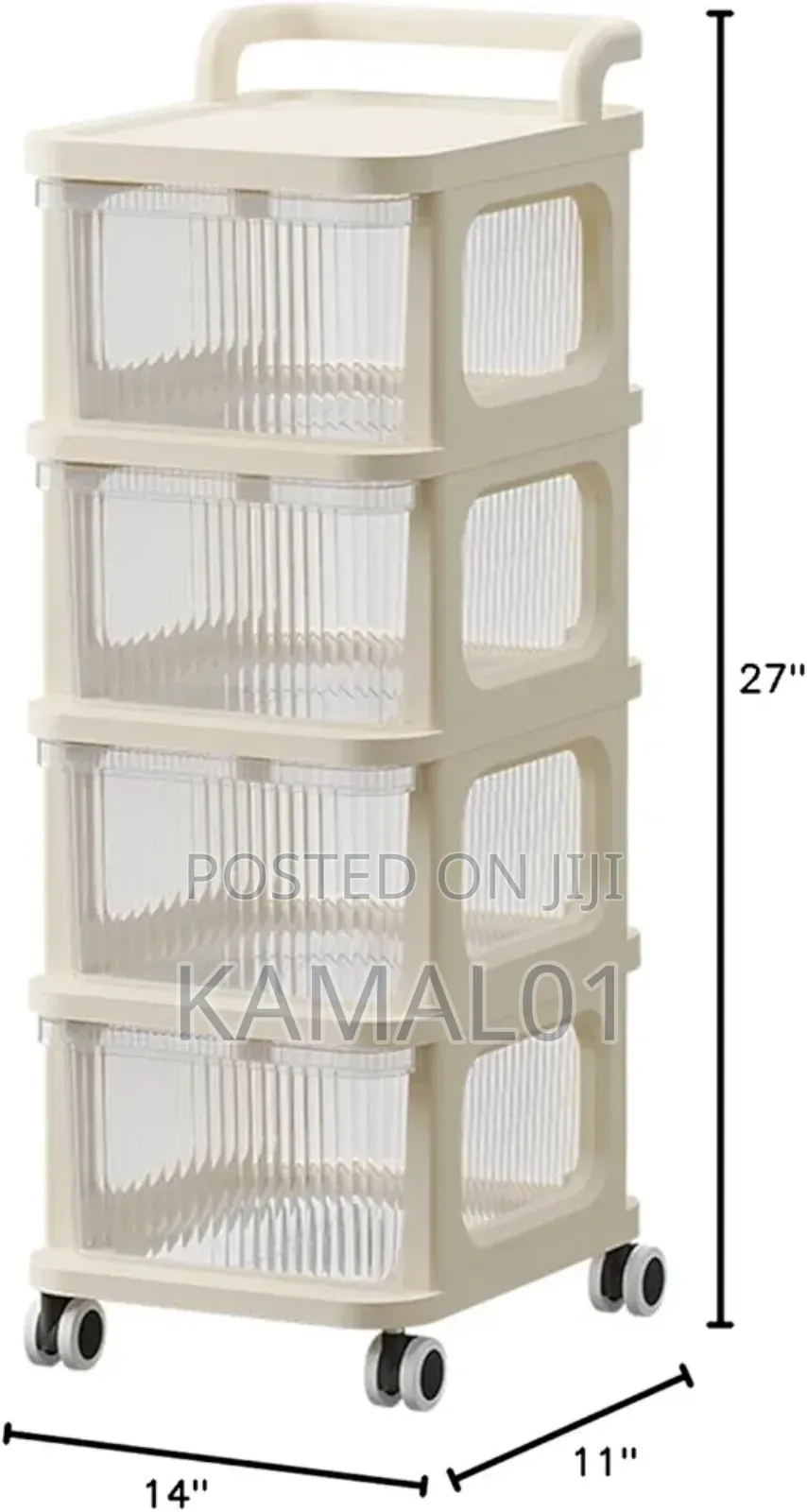 Baby Drawer Storage Cart, 4 Layer Rolling Storage Cart