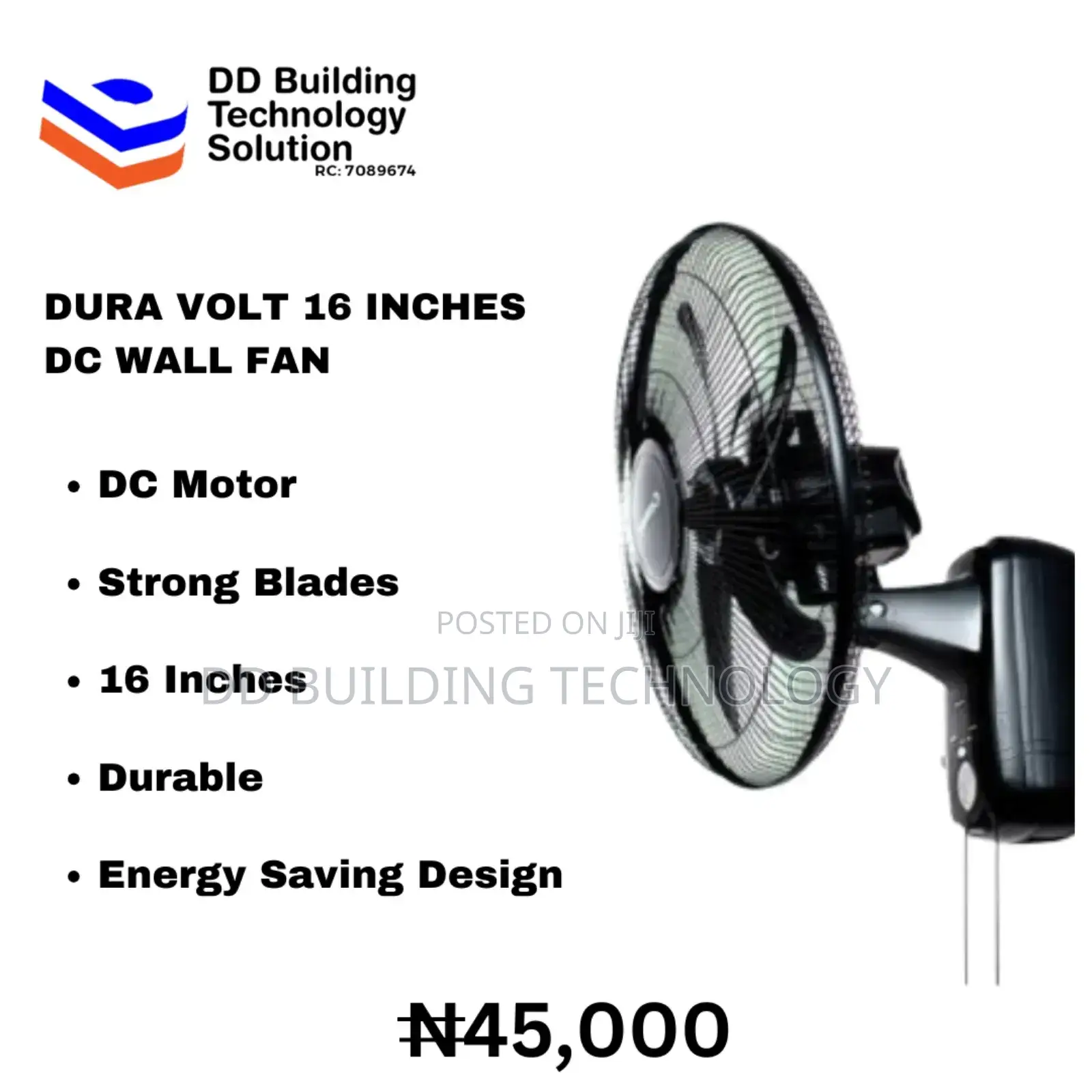 16 Inches Solar Dc Wall Fan