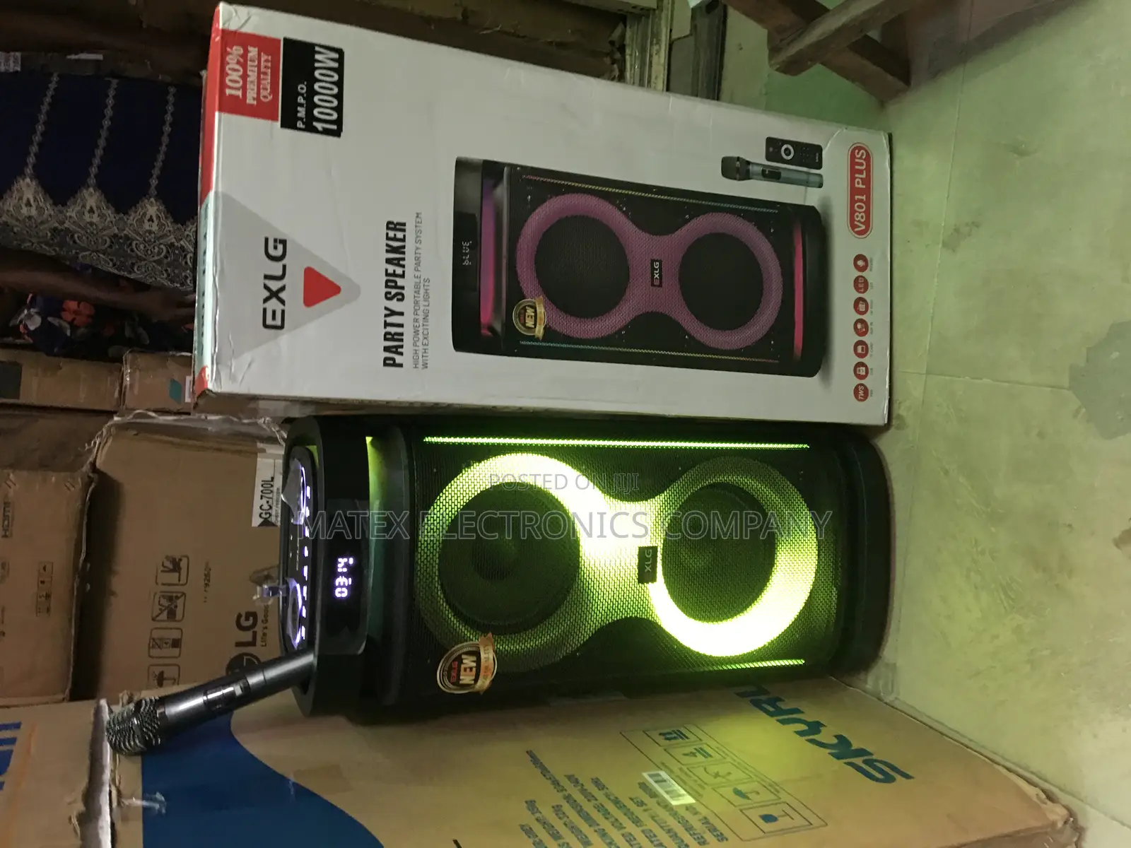 Original Exlg 10000w Party Speaker With Wireless Microphone
