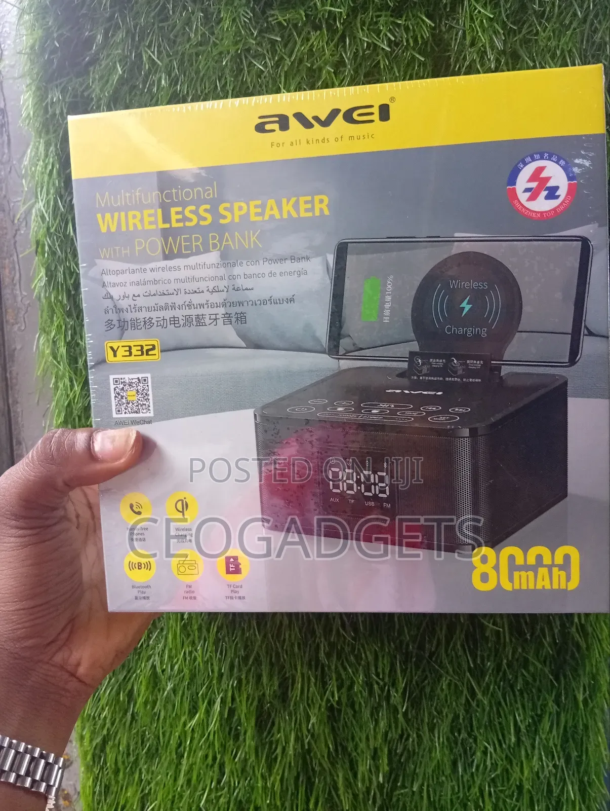 Multifunctional Wireless Speaker With a Power Bank.