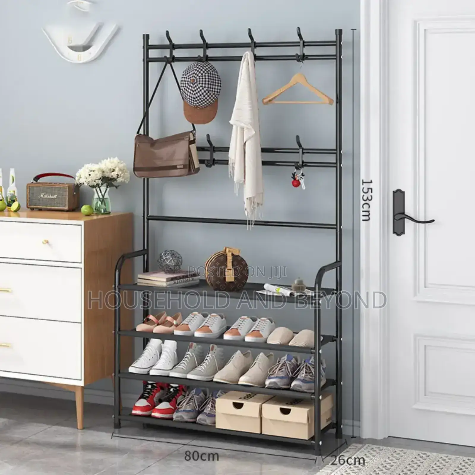 4 Layer Shoe Rack With Coat Hat Rack (Available in 5 Layer)