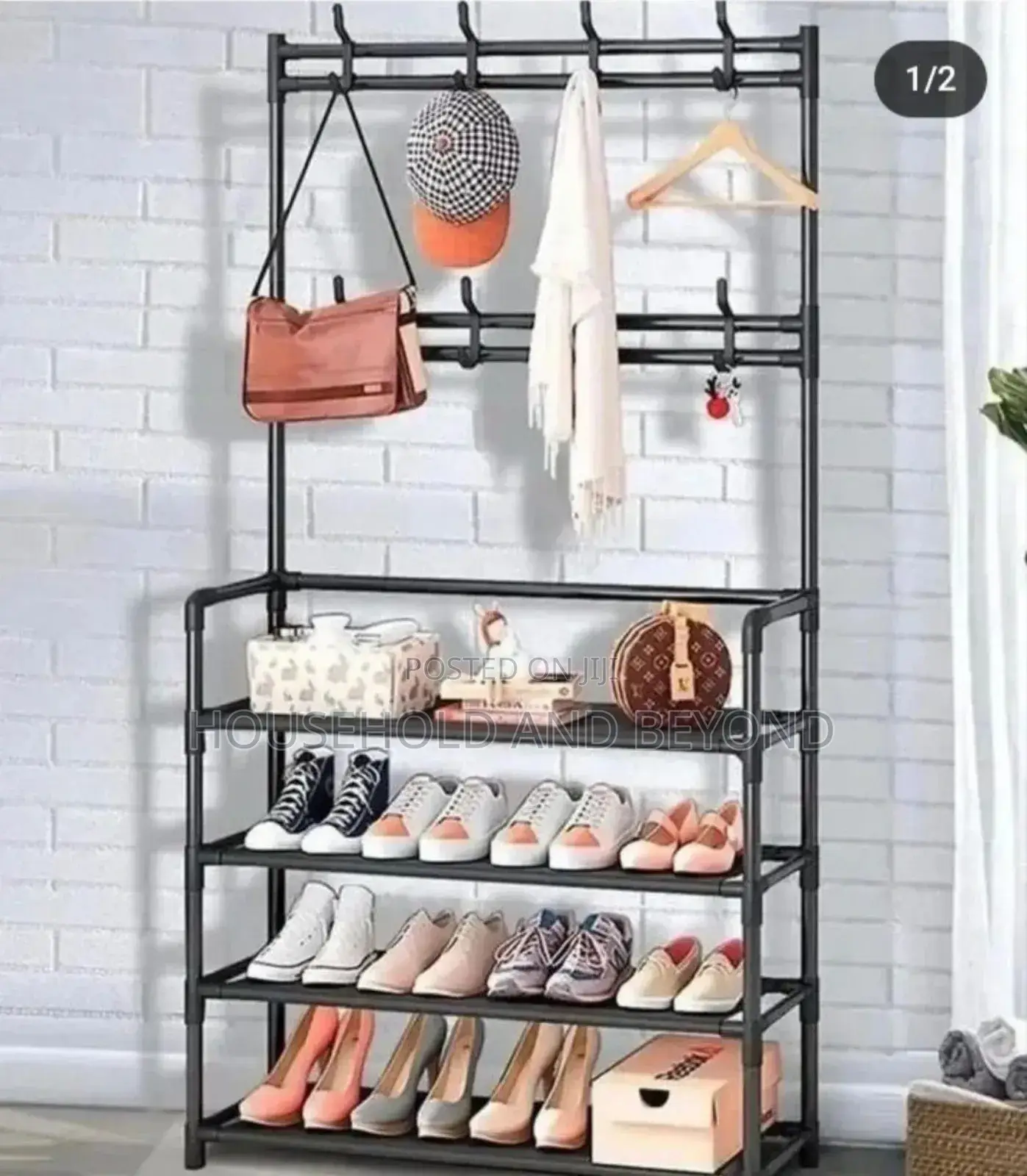 4 Layer Shoe Rack With Coat Hat Rack (Available in 5 Layer)