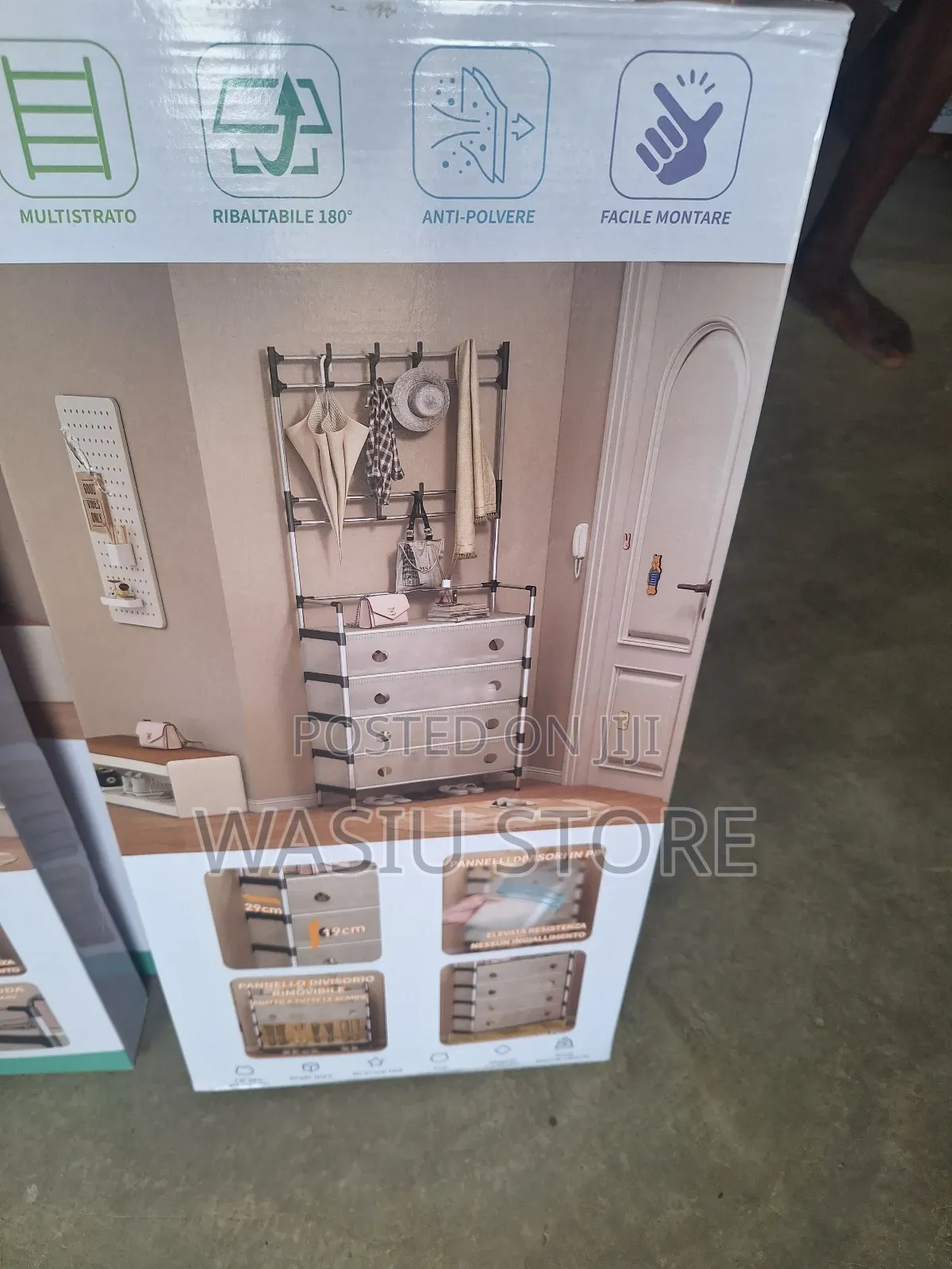 5-Tier Steel Coat and Shoe Rack With Storage Cabinet