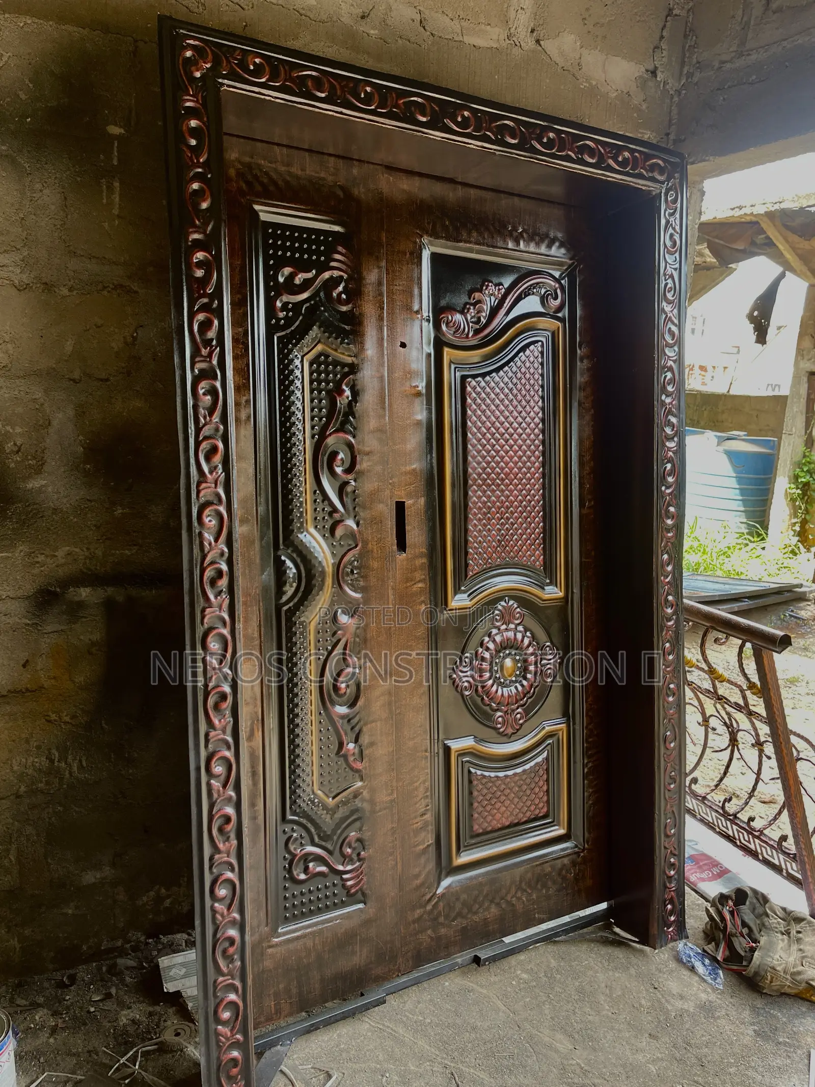 4x7ft Wrought Iron Door Double Padded