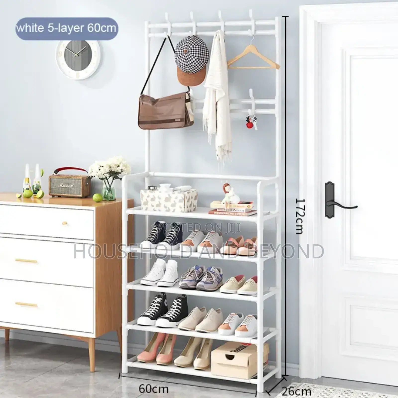 4 Layer Shoe Rack With Coat Hat Rack (Available in 5 Layer)