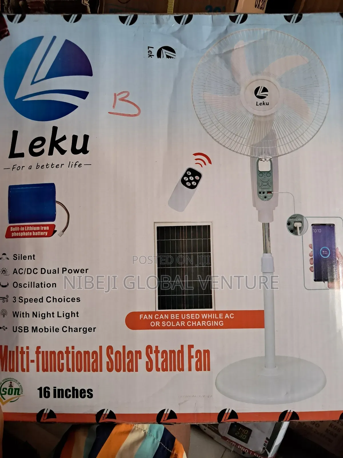 Leku Multifunctional Solar Standing Fan