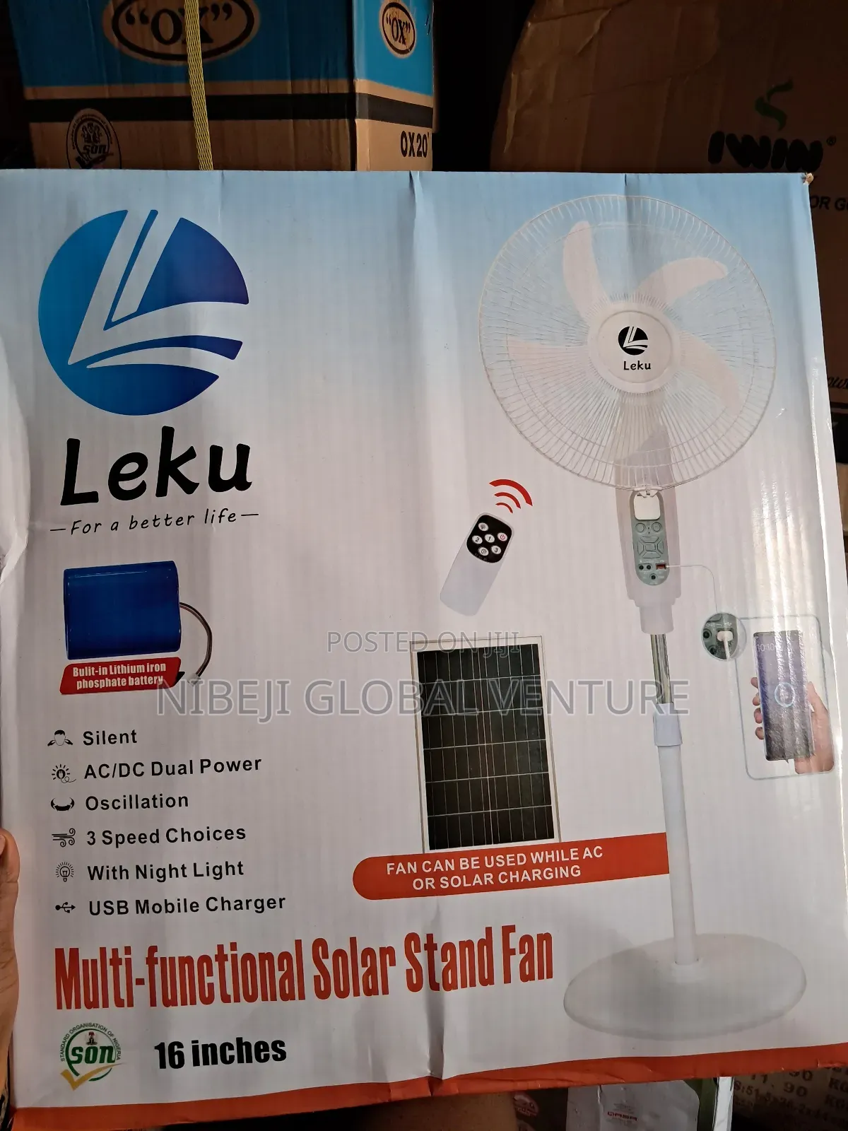 Leku Multifunctional Solar Standing Fan