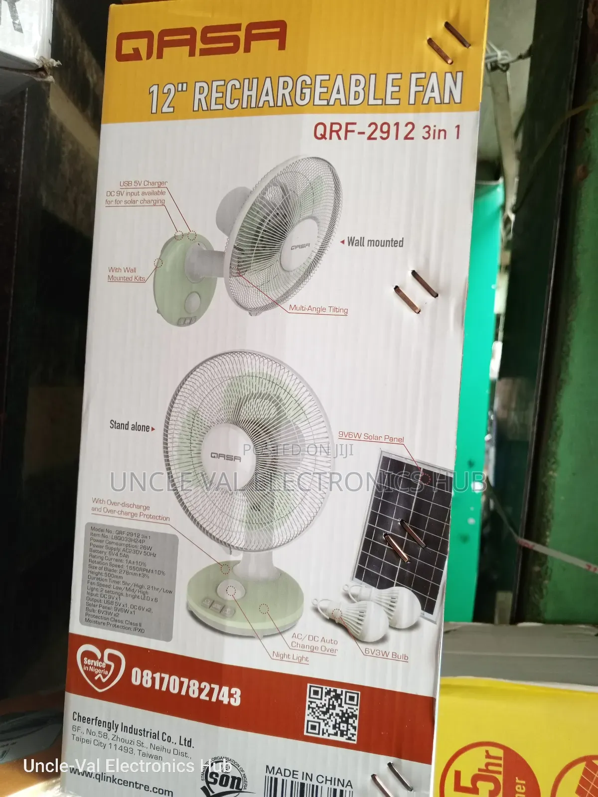 Qasa 12" Table Rechargeable Fan