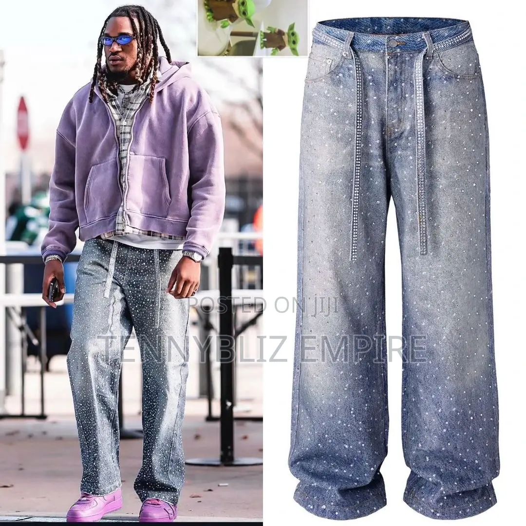 Fast Selling Fully Stoned Latest Luxury Baggy Jeans