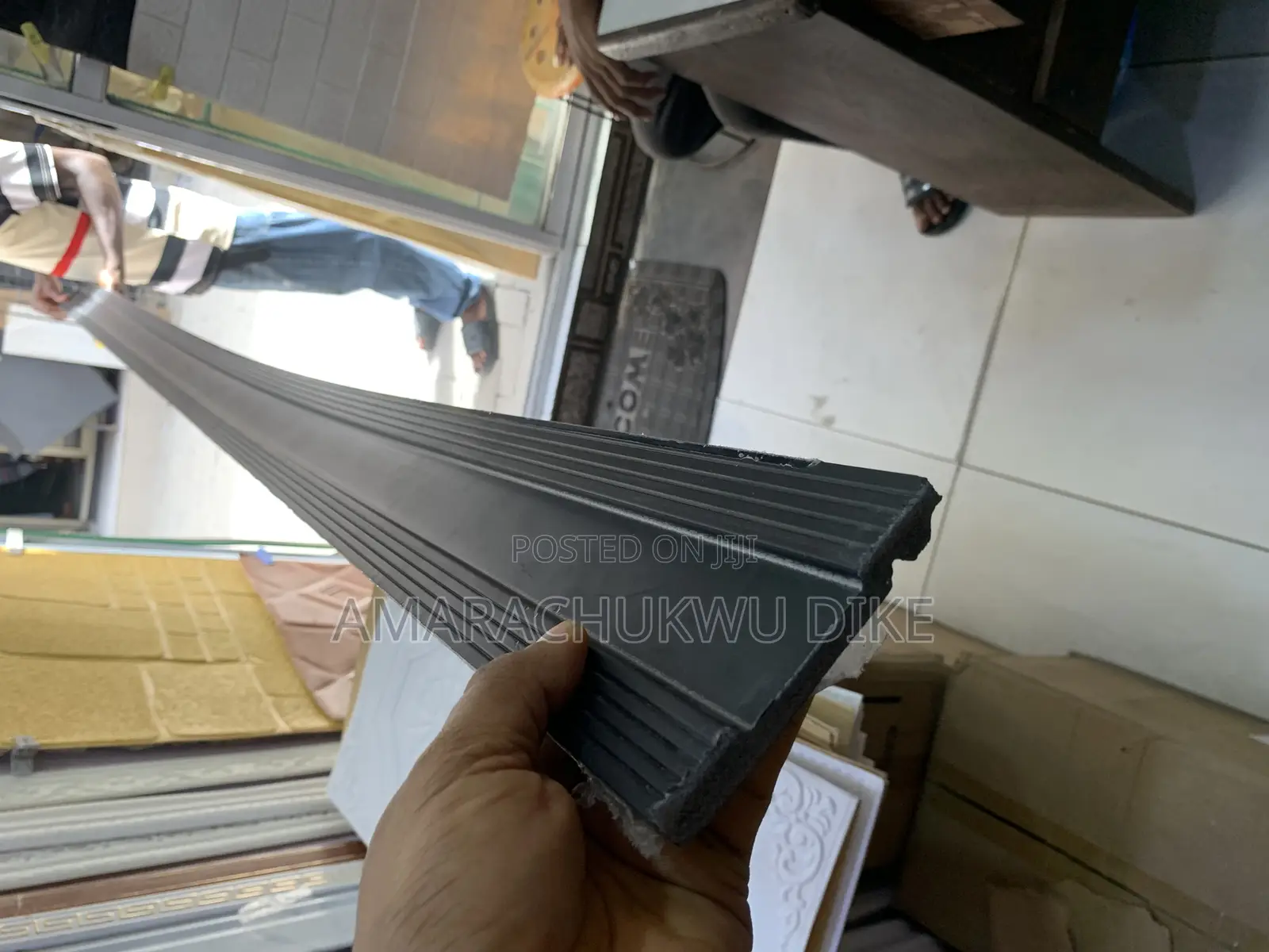 Black Color SPC Tiles Skirting, Vinyl Rubber Wall Profile