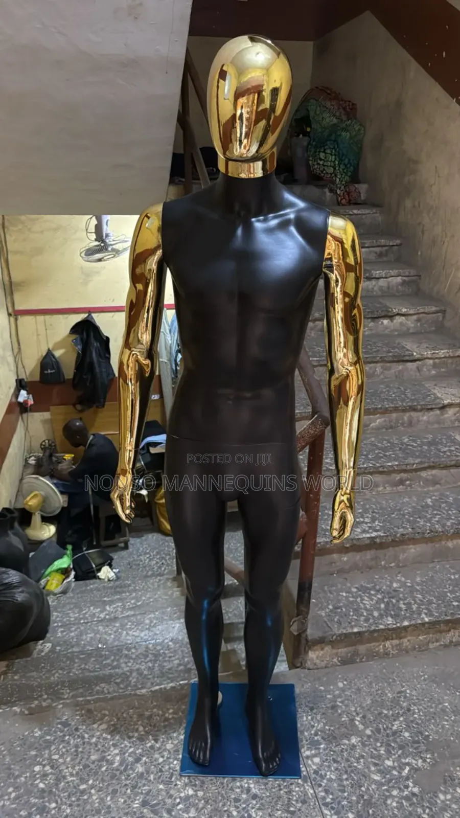 Medium Size Black And. Gold Faceless Male Mannequin