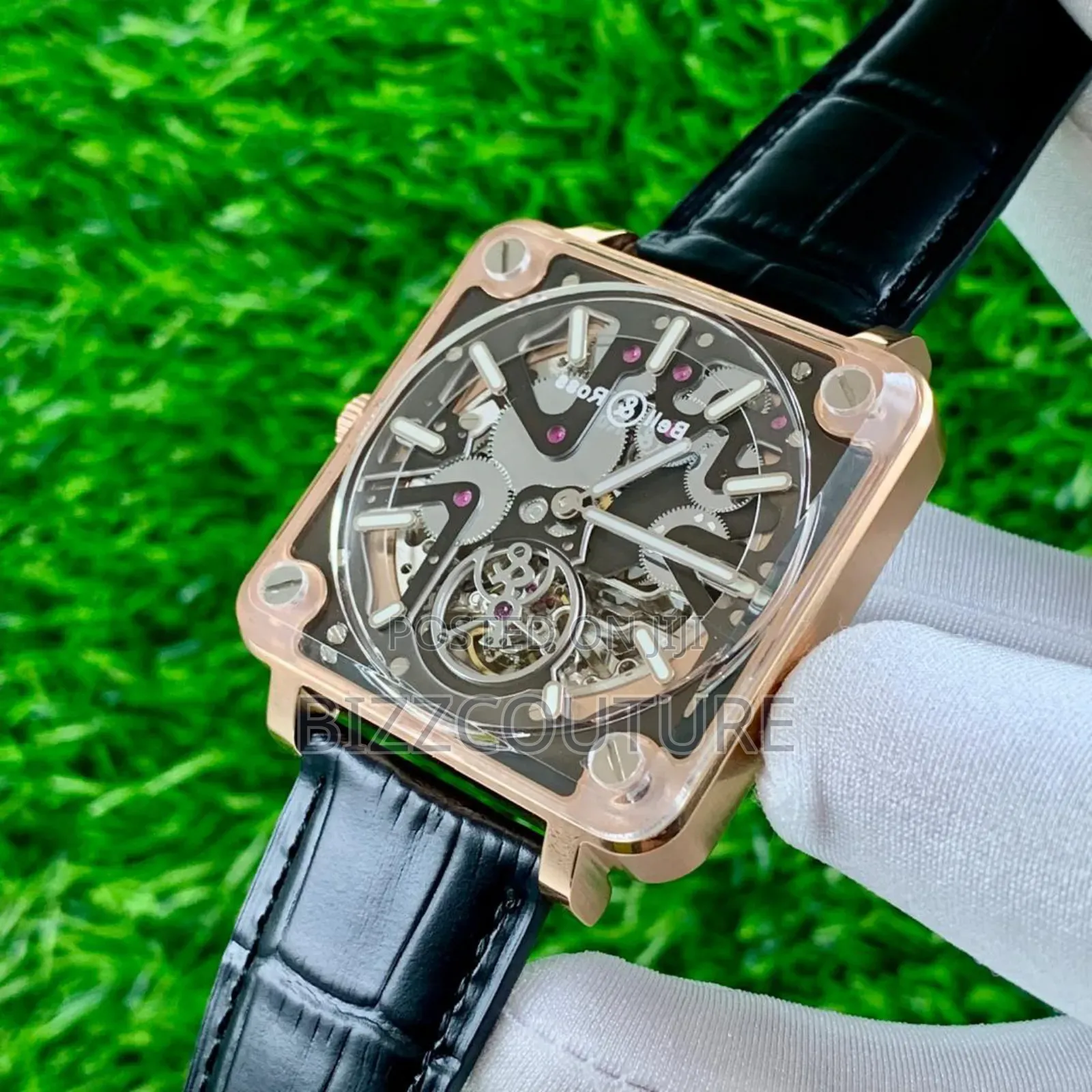 Original Bell and Rose Mechanical Black Leather Strap Watch