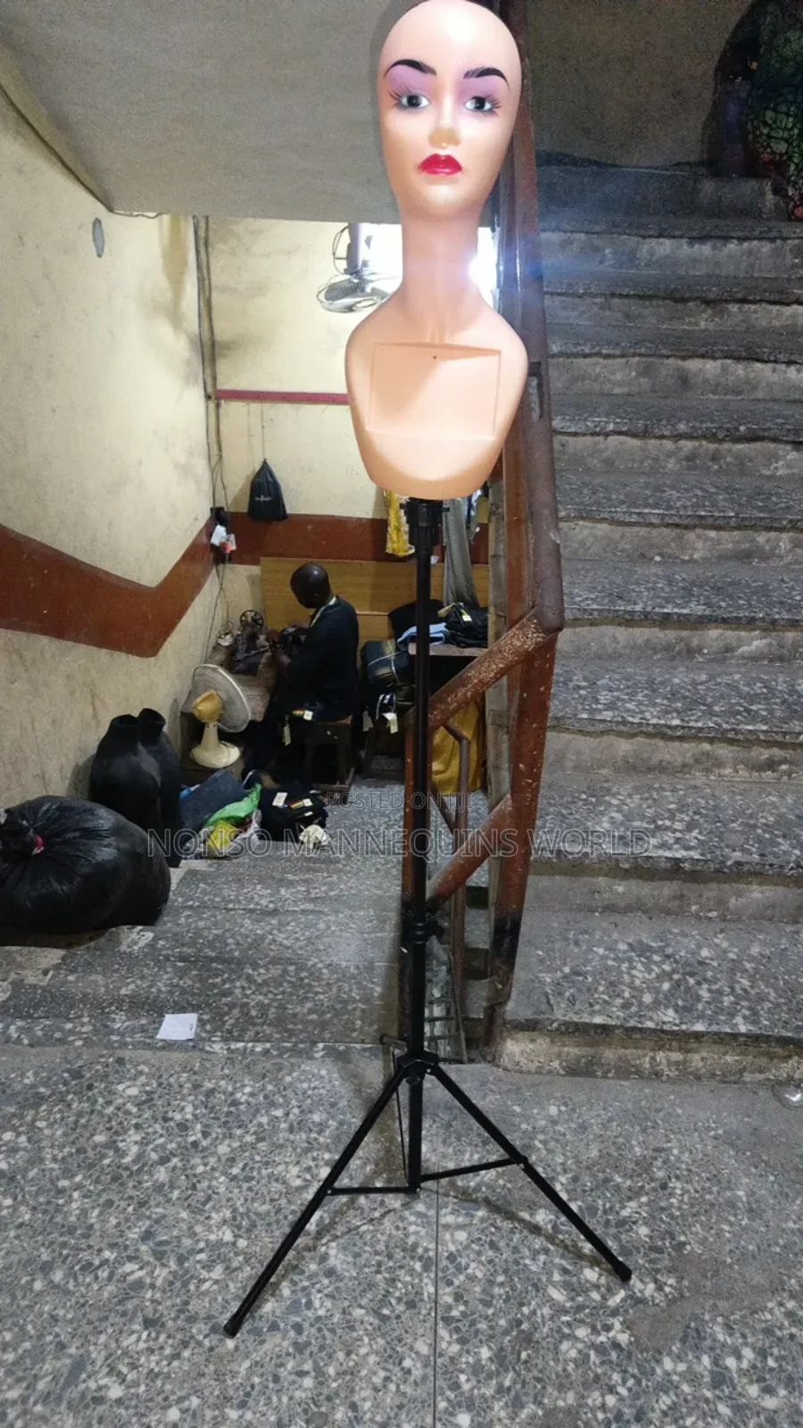 Female Mannequin Head With Tripod Stand