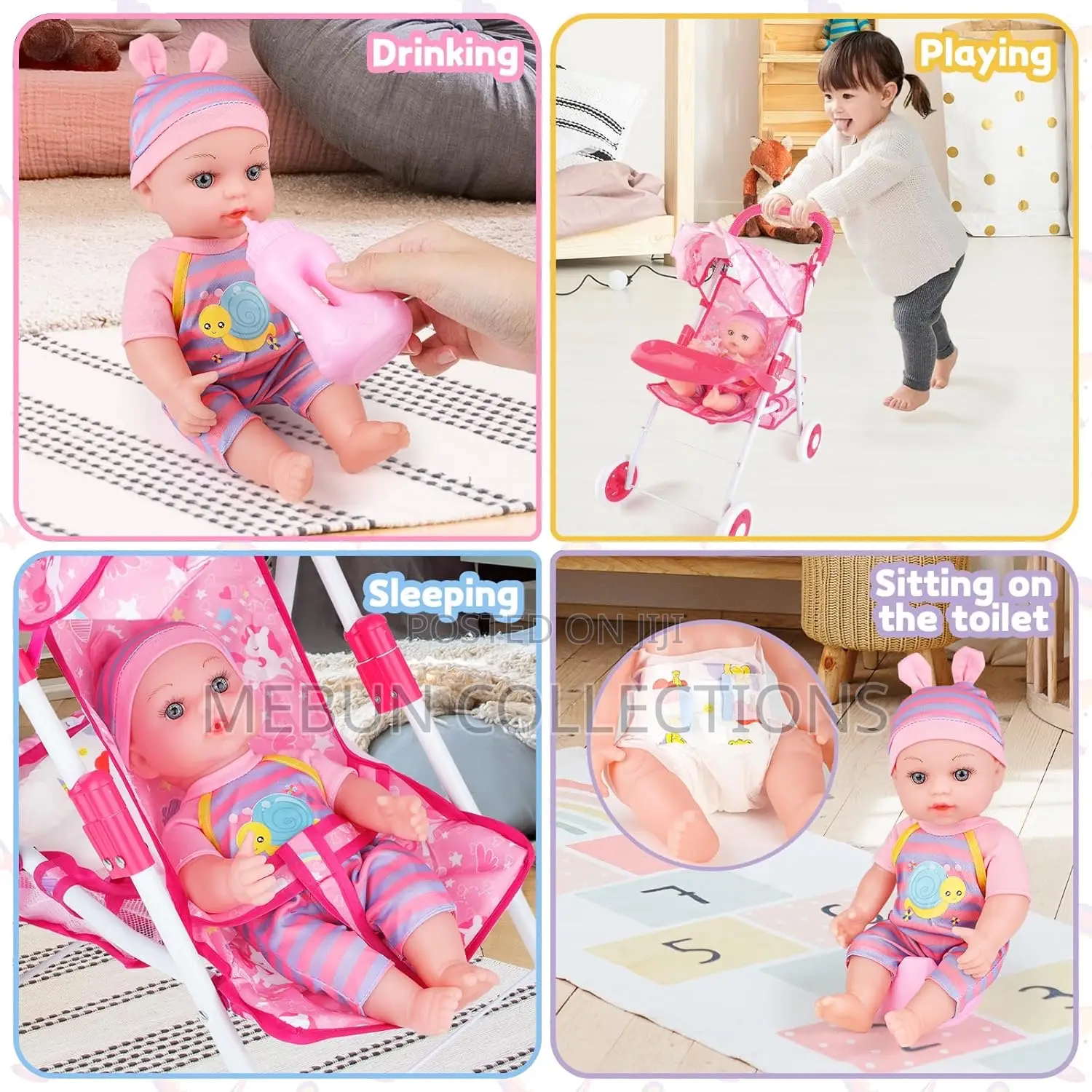 Kids Doll With Stroller and Accessories
