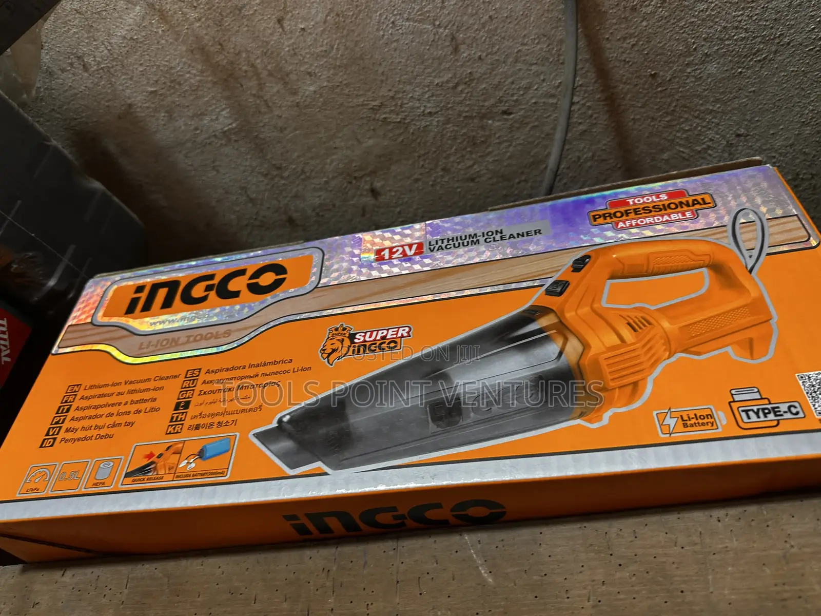 Ingco 12v Lithium-Ion Cordless Handheld Vacuum Cleaner.