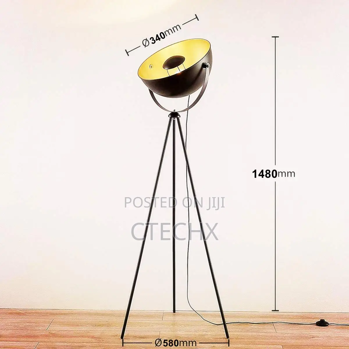 Osasy Vintage Retro Studio Floor Lamp in Black Gold