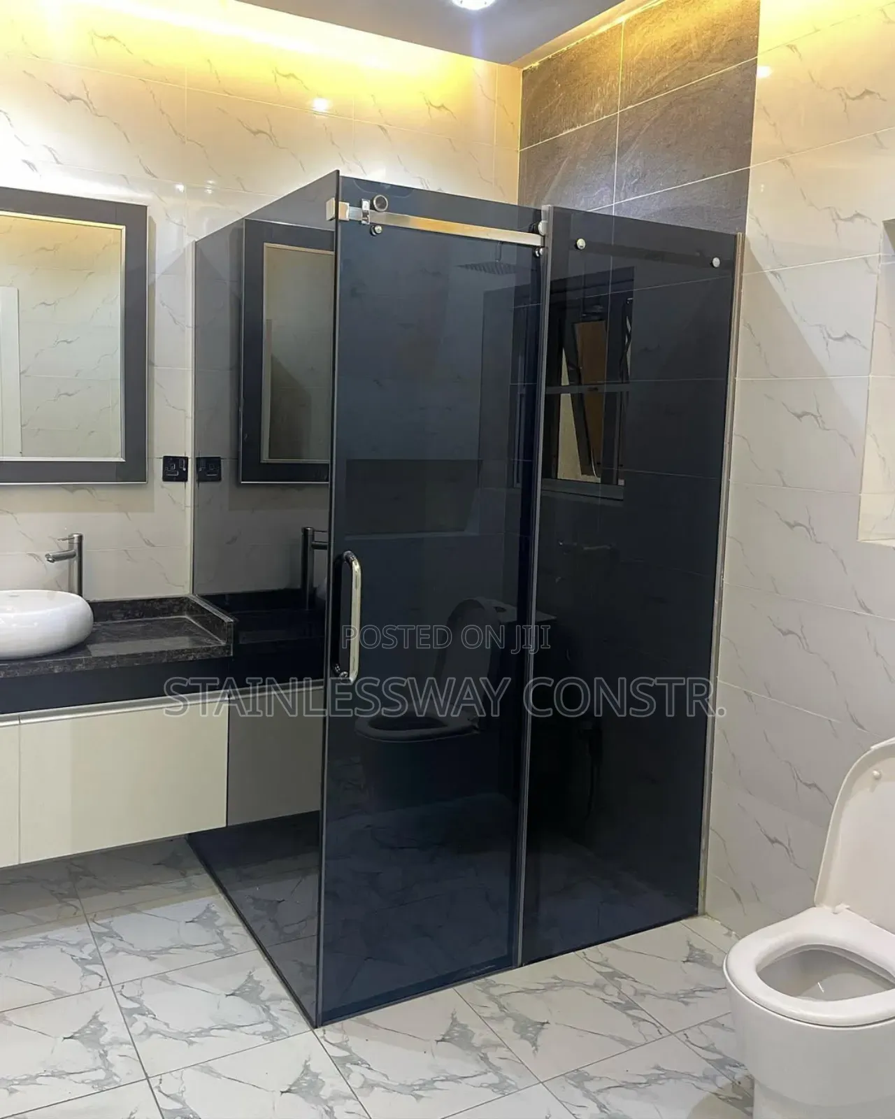 Dark Grey Shower Glass Cubicle Modern Design