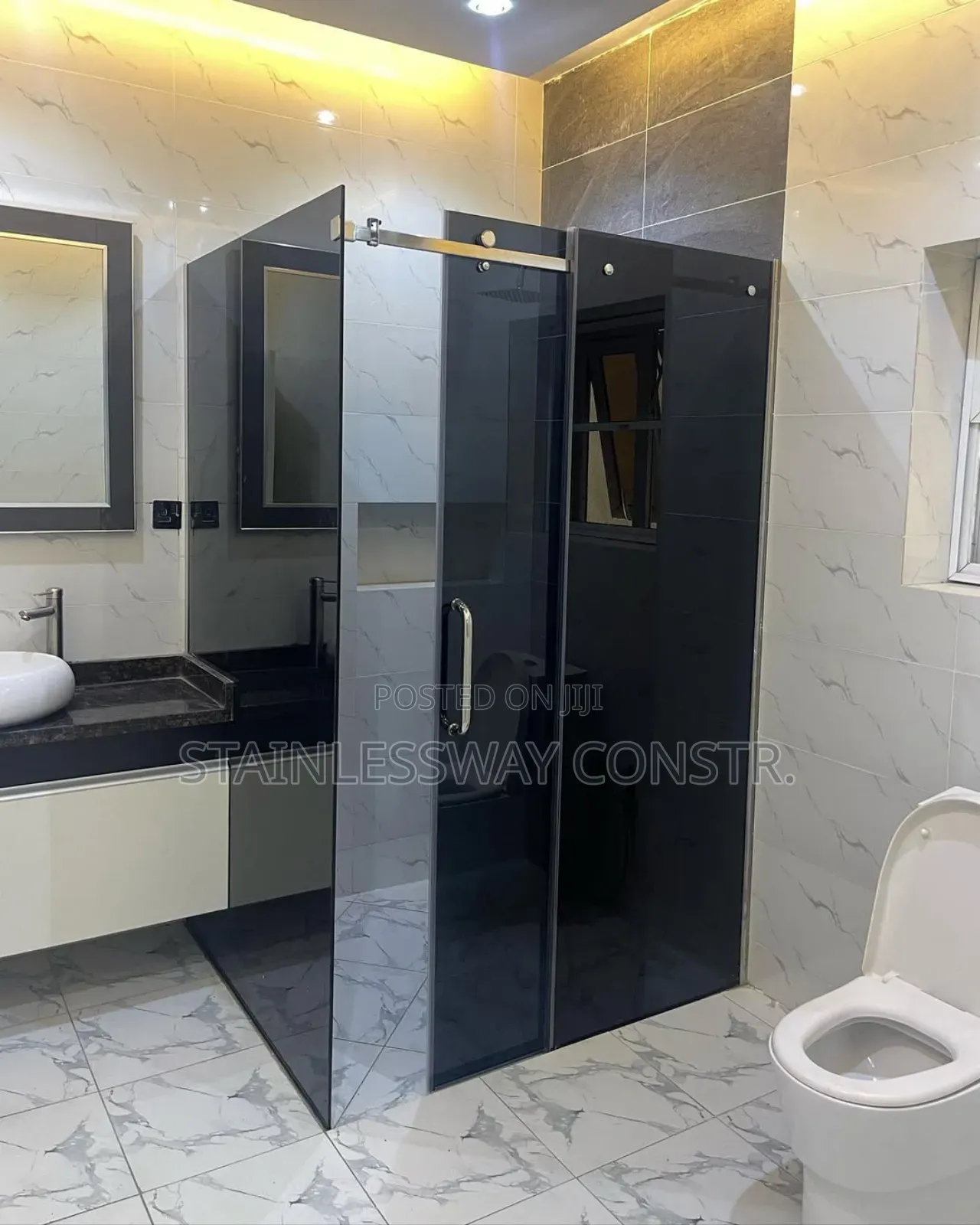 Dark Grey Glass Shower Cubicle Contemporary