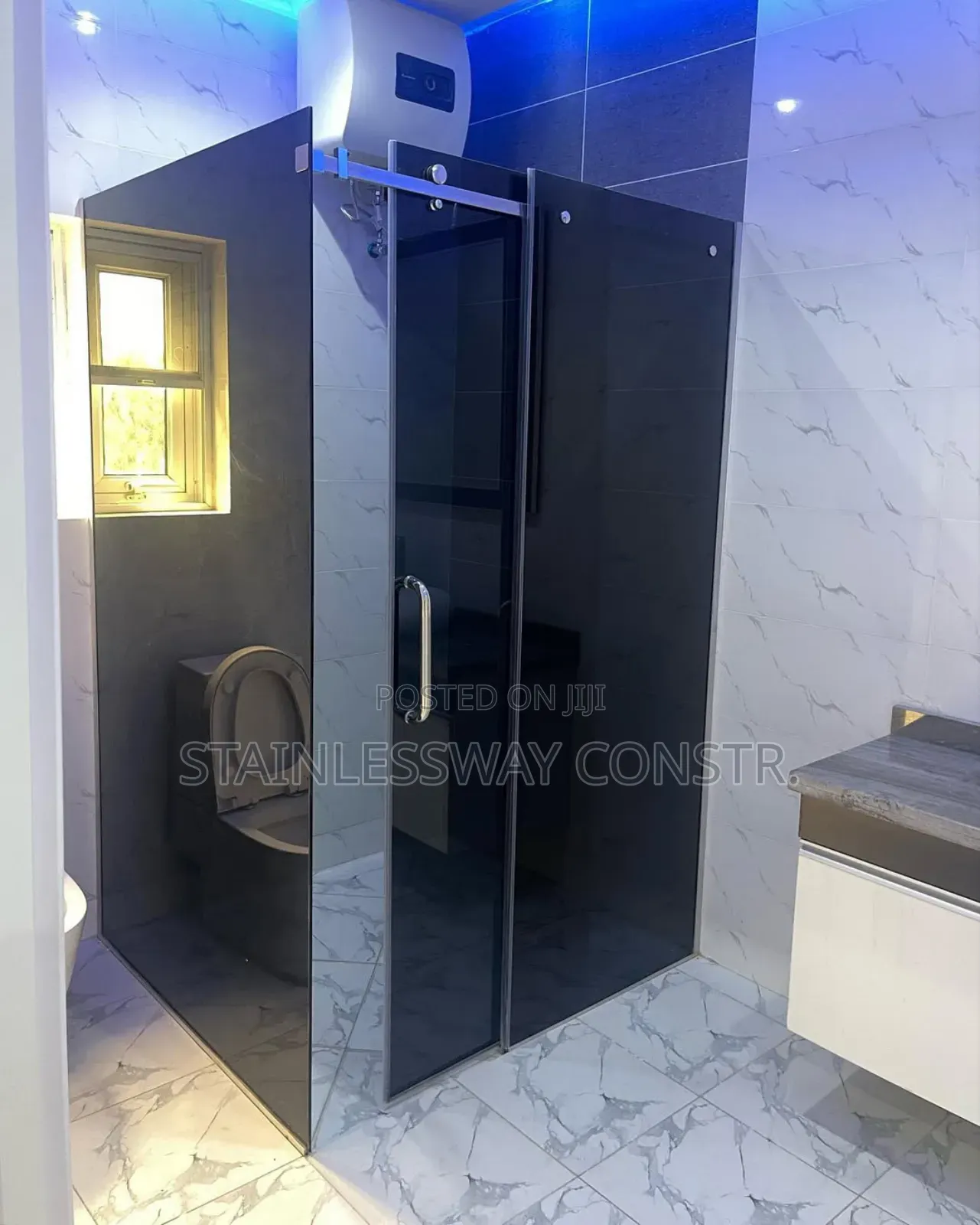 Tampered Dark Grey Glass Spark Cubicle
