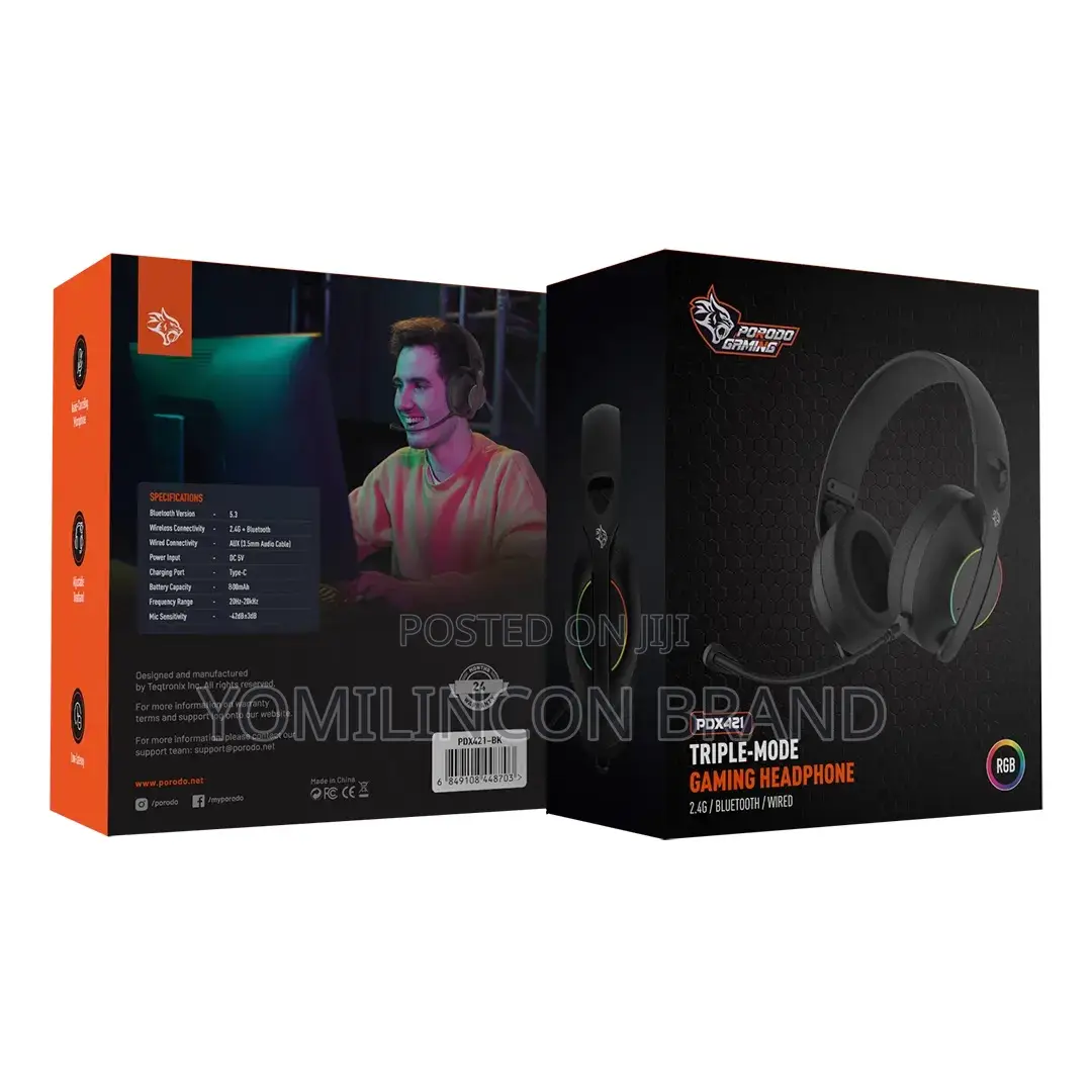 Porodo Gaming Triple-Mode Gaming Headphone - Black