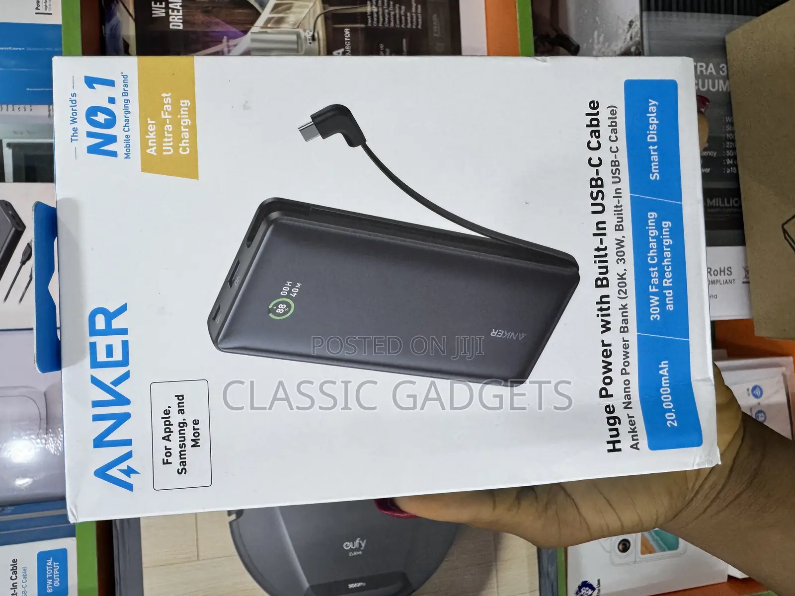 Anker Huge Nano Power Bank With Built in Cable 20,000 Mah