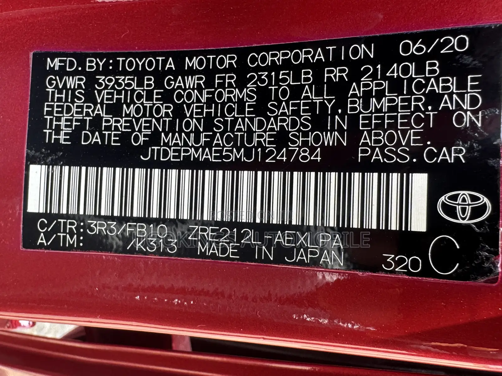 Toyota Corolla LE 2021 Red