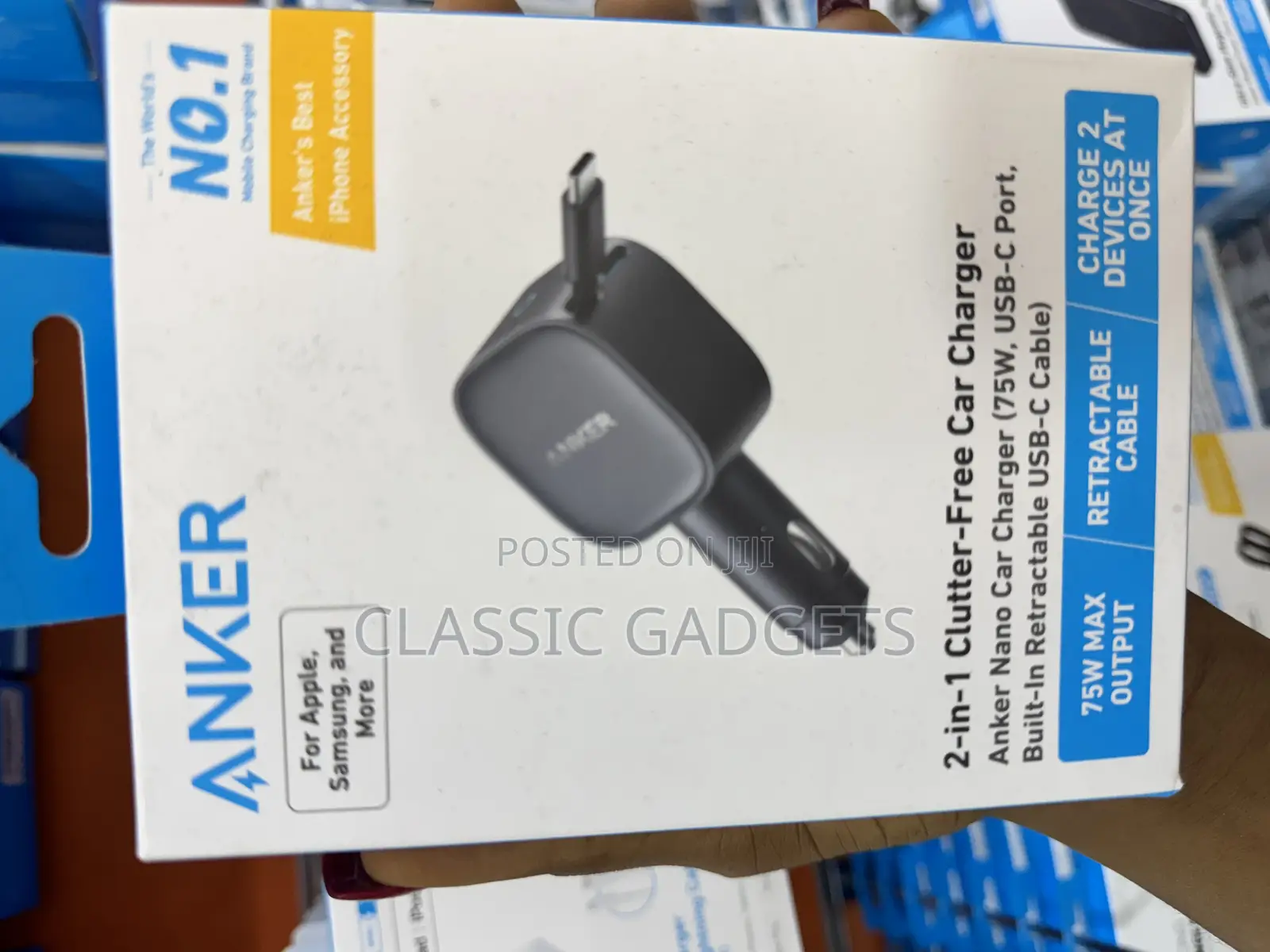 Anker 2 in 1 Nano 75w Retractable Car Charger