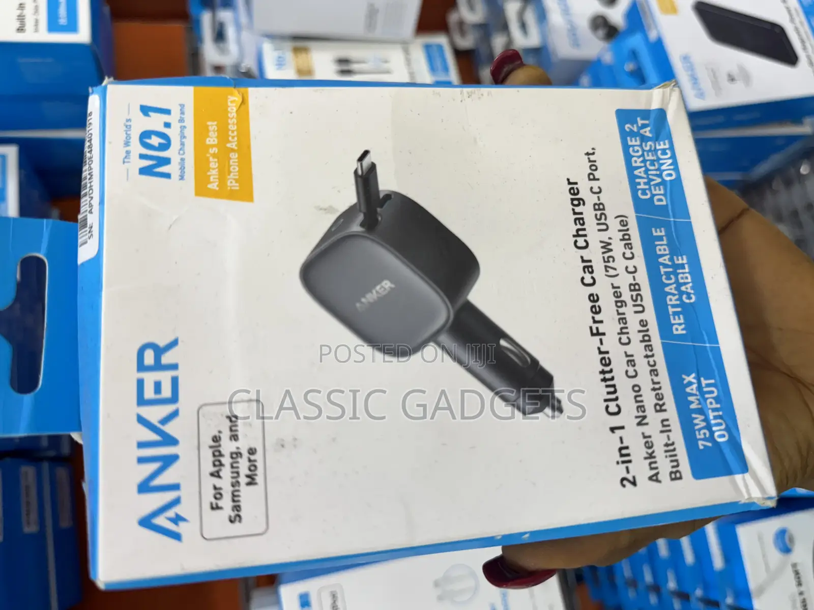 Anker 2 in 1 Nano 75w Retractable Car Charger