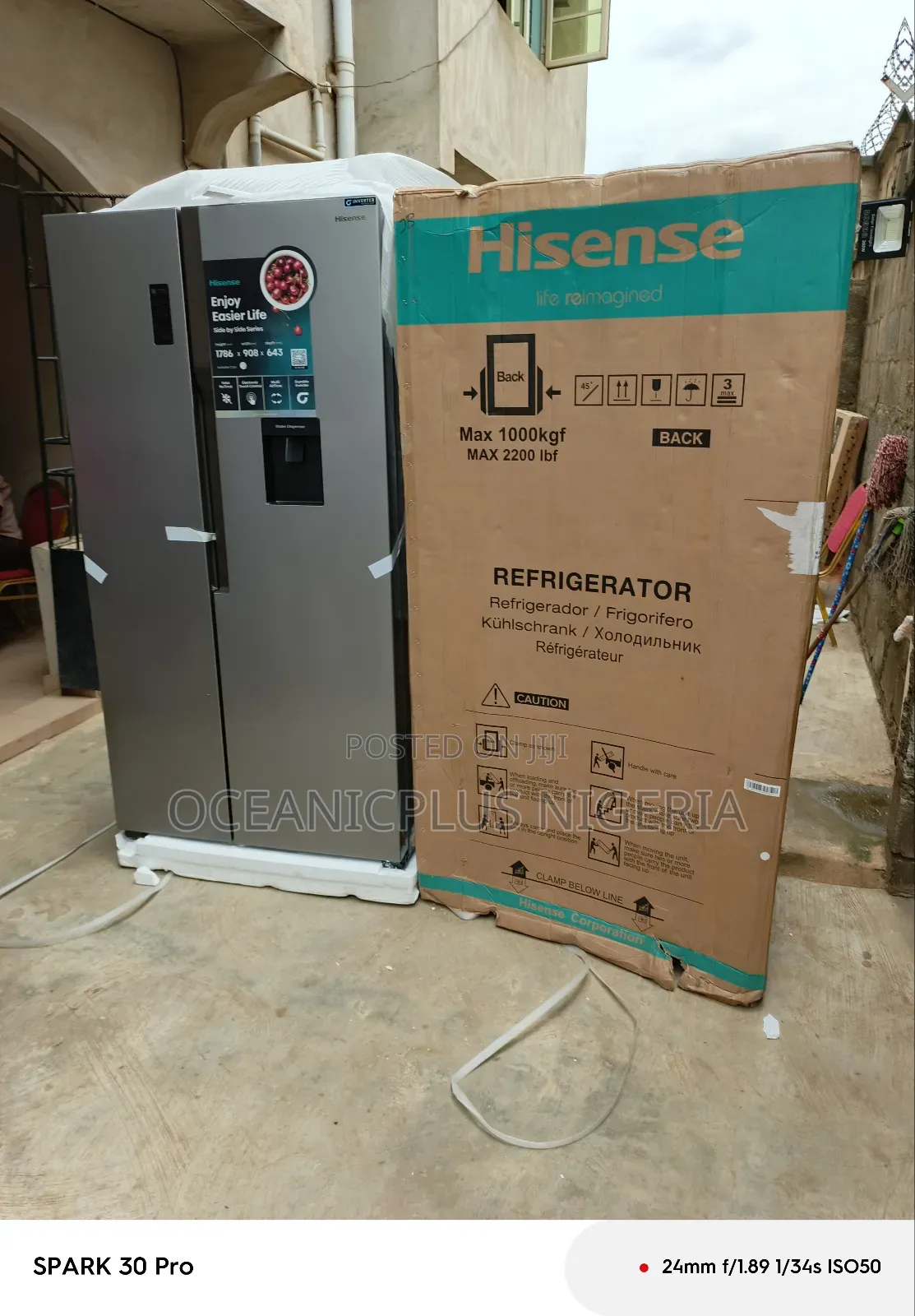 Hisense Side by Side Refrigerator 516l Rc-67ws