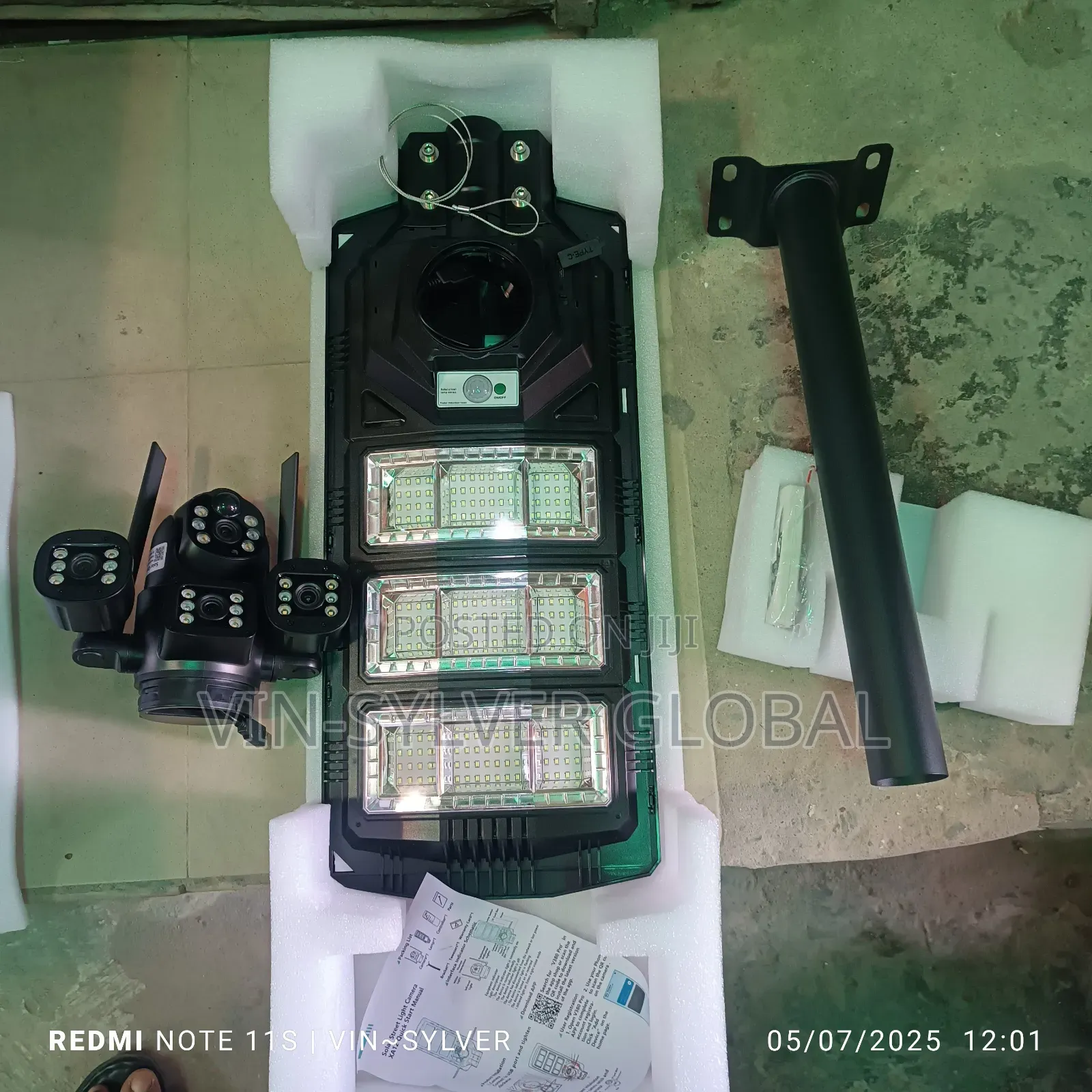 Solar Street Light With Three Lens CCTV Camera