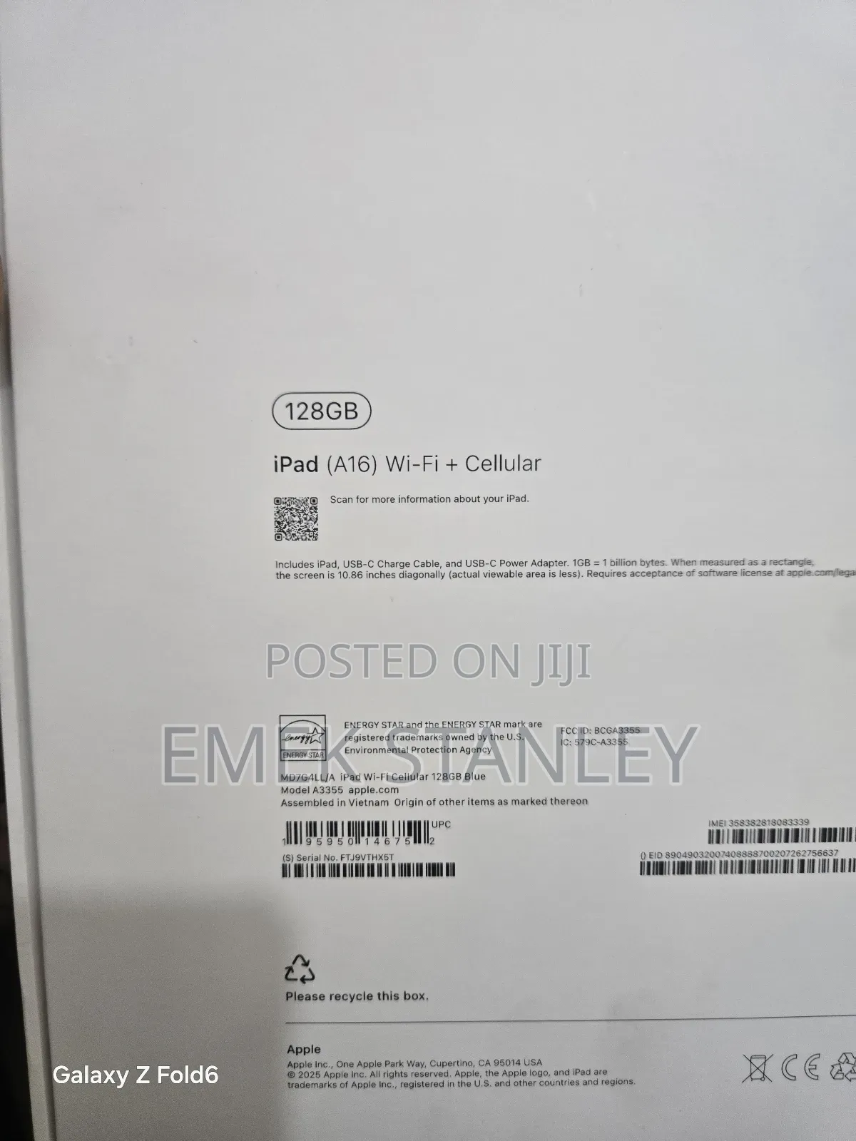 New Apple iPad (2025) 128 GB Blue