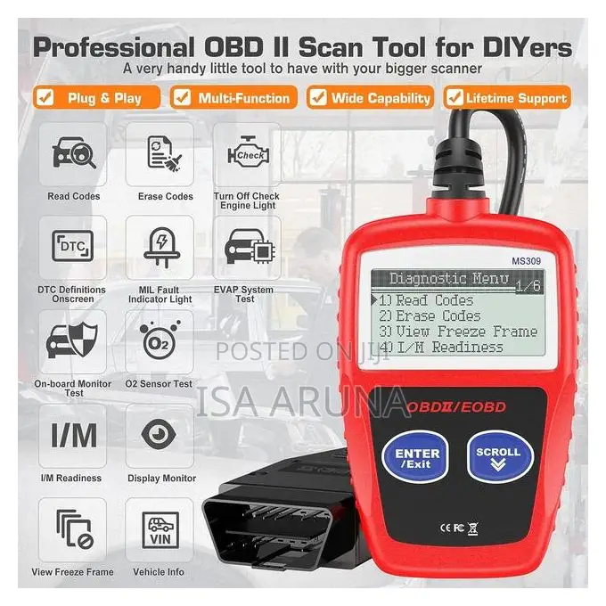 Ms309 Obd2 Ii Scanner Car Engine Diagnostic Tool