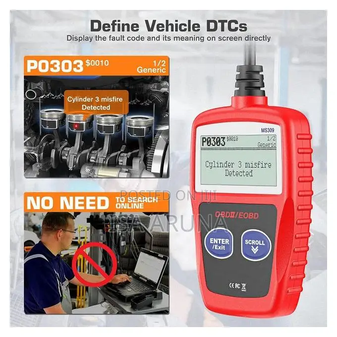 Ms309 Obd2 Ii Scanner Car Engine Diagnostic Tool