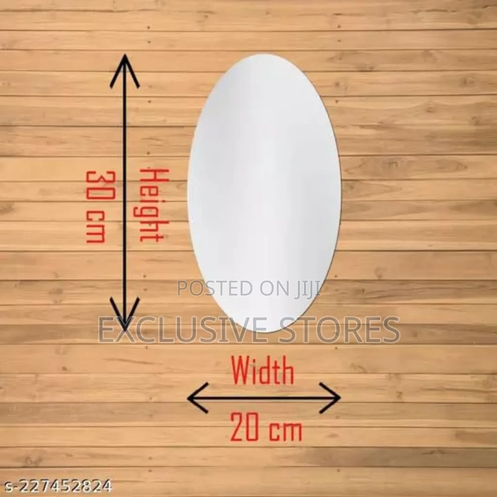 Wallwear Self Adhesive Plastic Oval Mirror