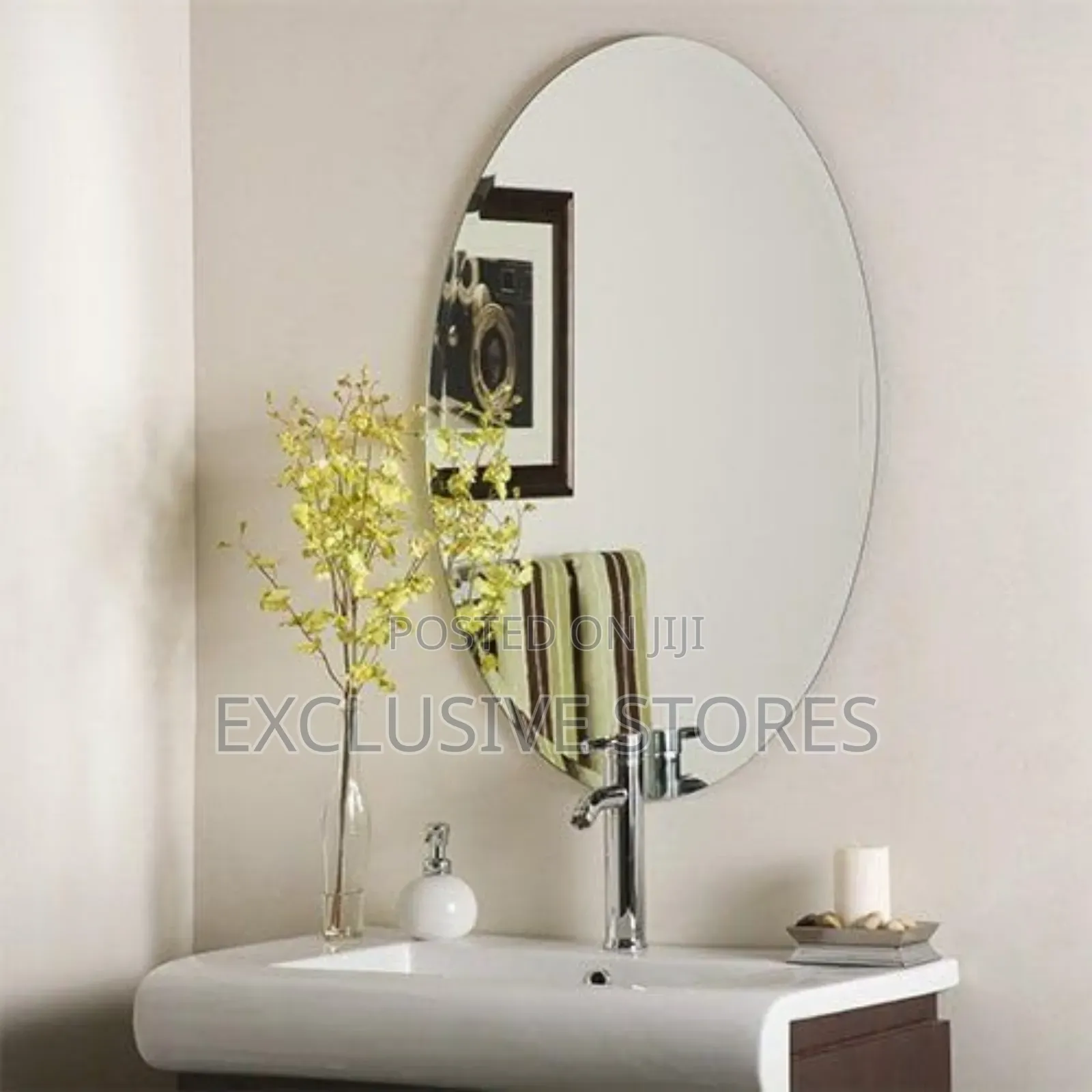 Wallwear Self Adhesive Plastic Oval Mirror