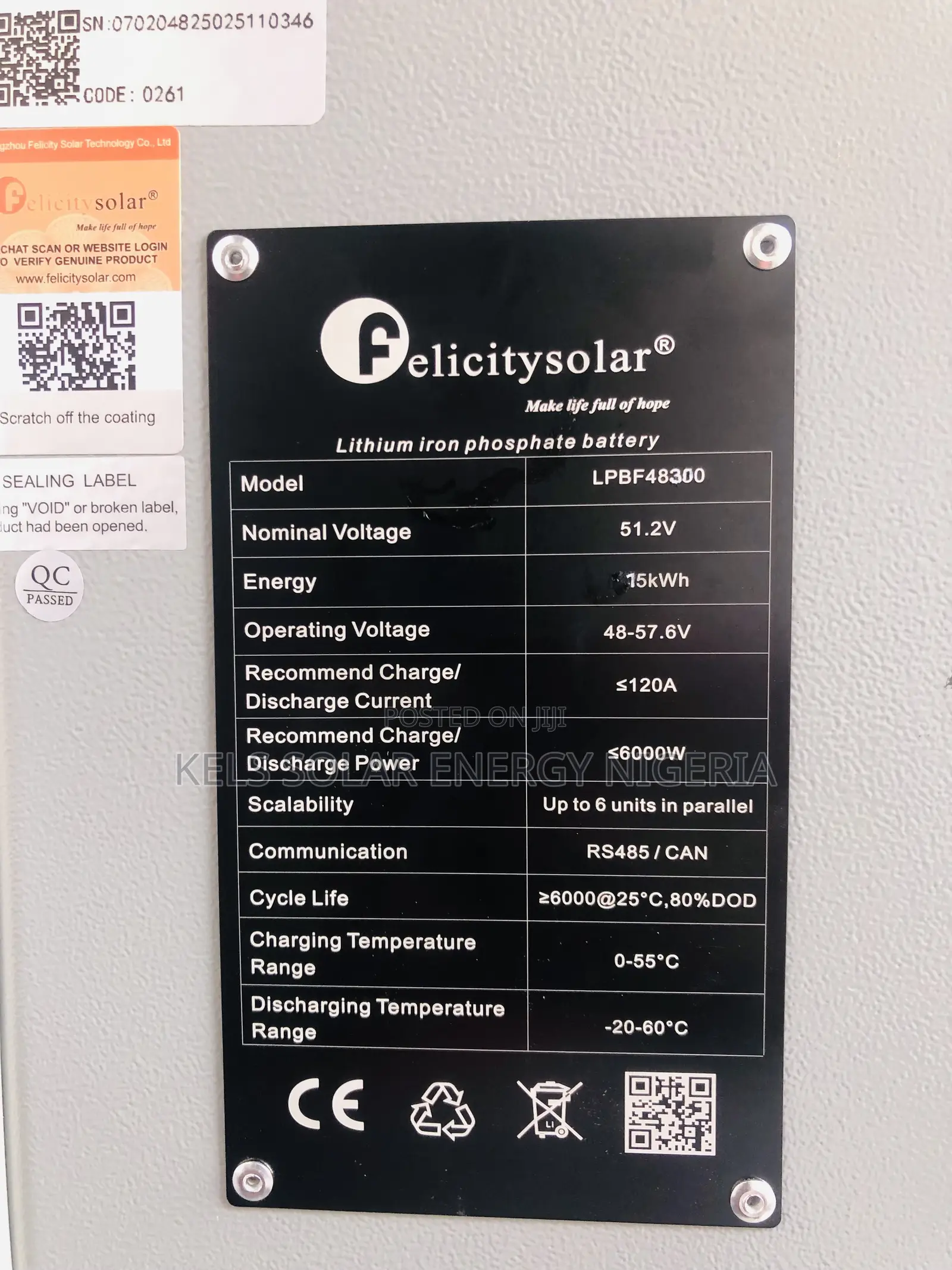 15kwh/51.2v Felicity Lithium Ion Battery