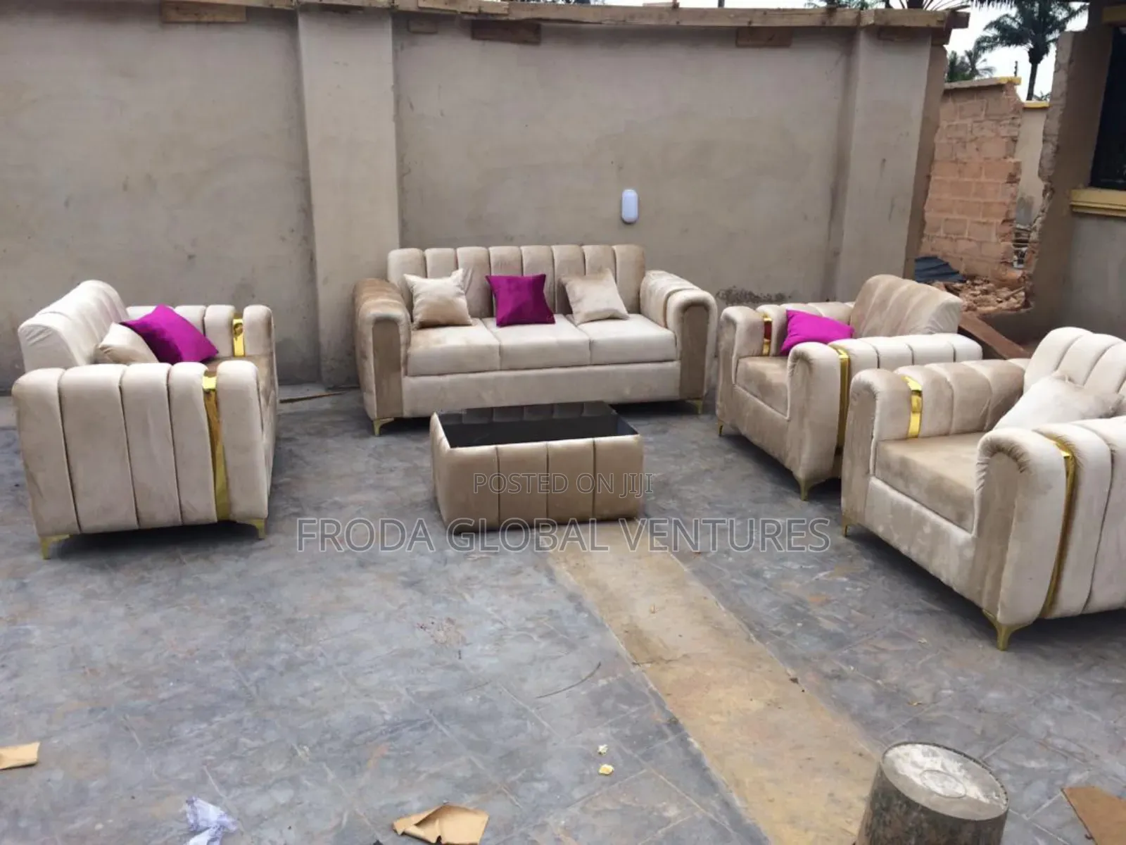 7 Seaters Quality Sofa Chairs With Table. Fabric Couches