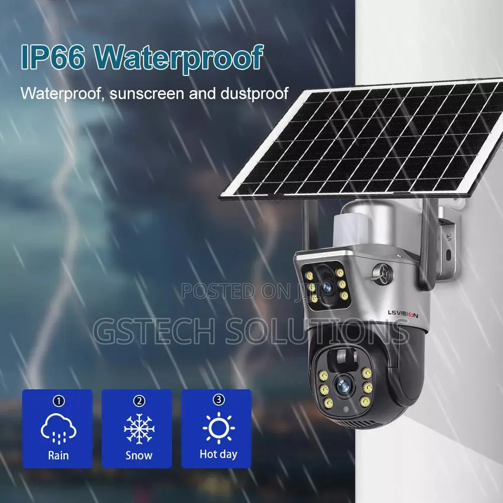 Dual-Screen Wifi Solar Powered Battery PTZ Camera V380 Pro