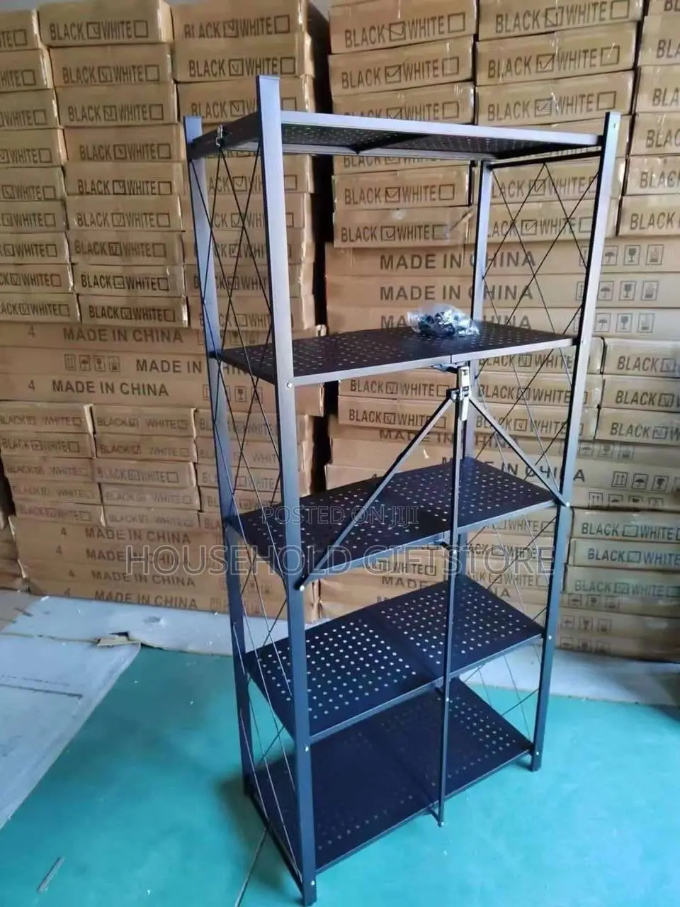 4 Layers Foldable Metal Kitchen Storage Shelf