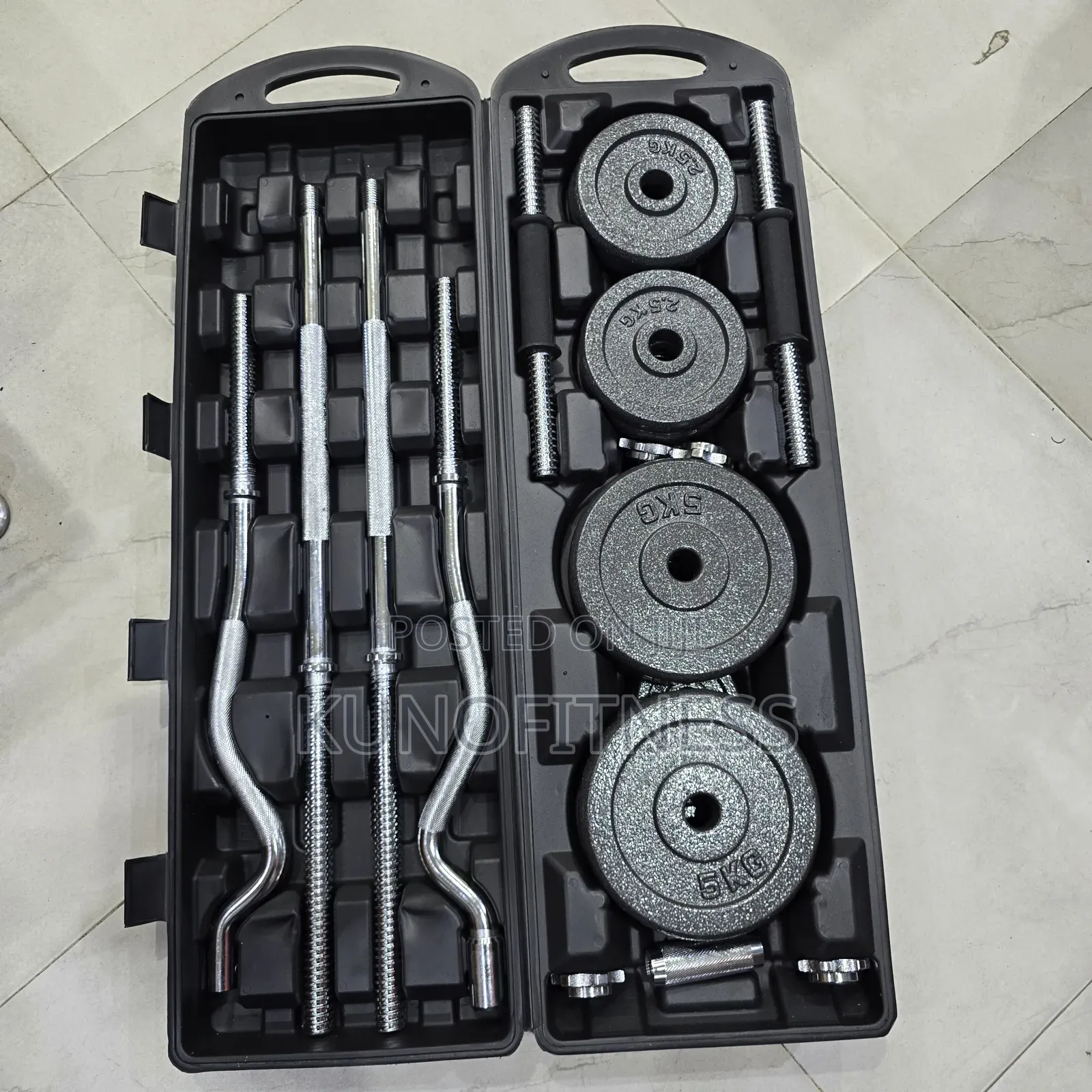 55kg 4in1 Chrome Barbell Dumbbell Set