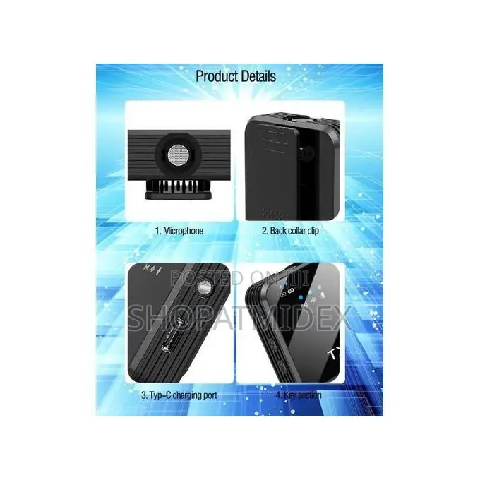 8-10 HRS 3 in 1 Wireless Lapel Microphone All Phones Users