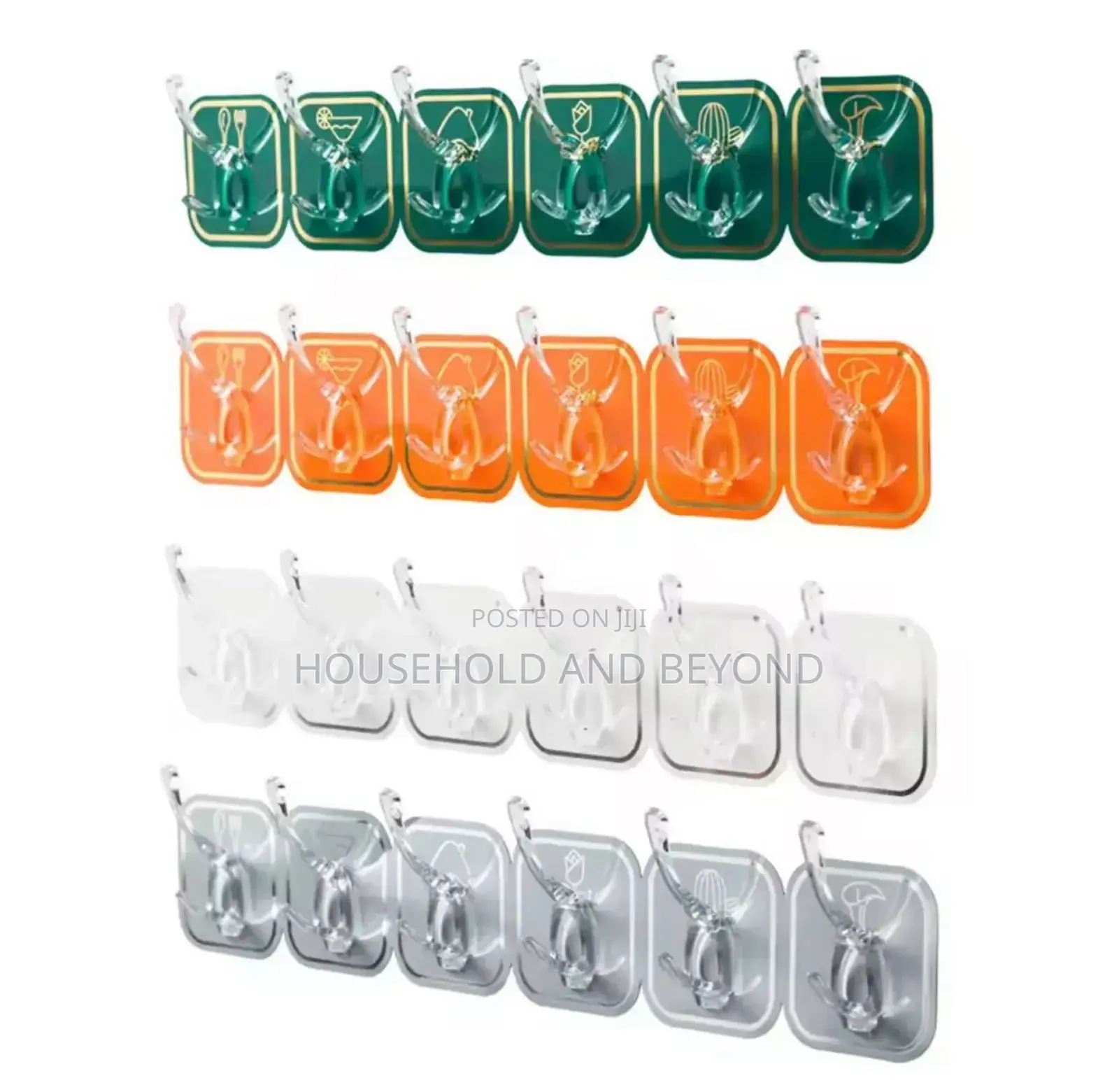 6 Rows Adhesive Hooks No Hole Hook