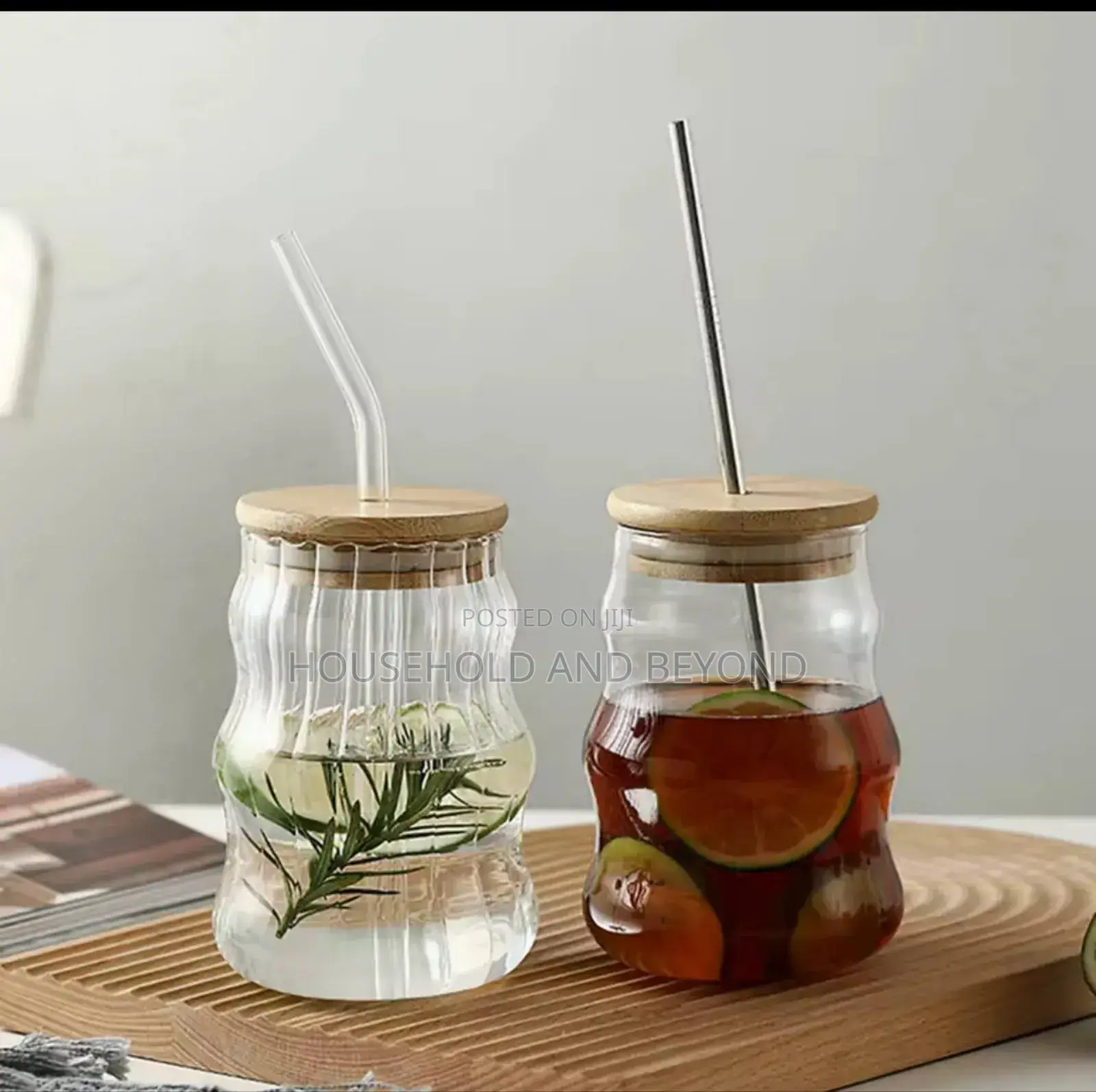 Ins Glass Cup With Straw With Bamboo Cover
