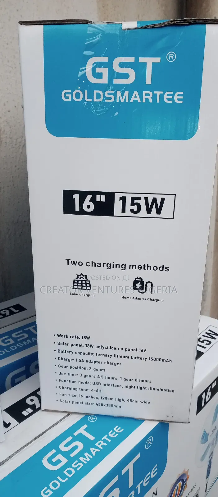 Rechargeable Solar Goldsmartee 16" Standing Rechargeable Fan