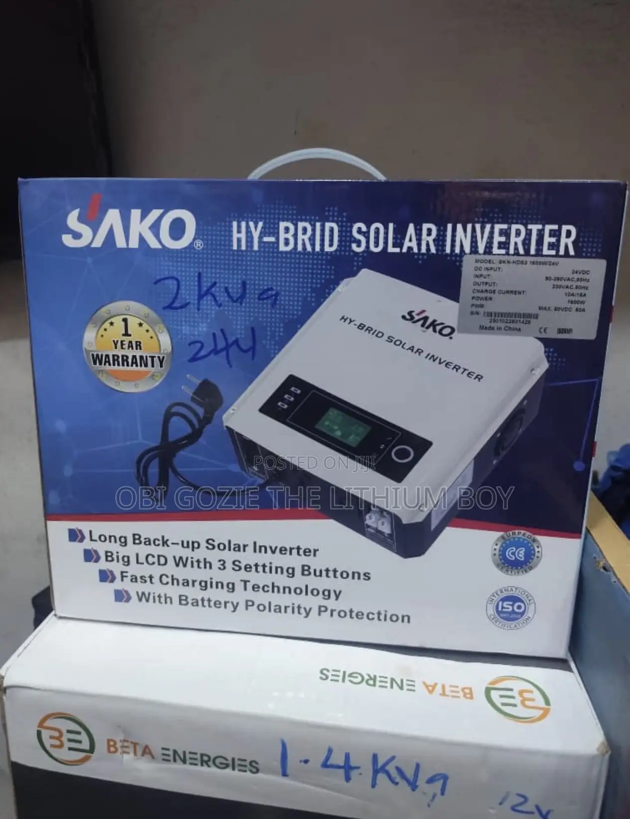 2kva / 24v Sako Hybrid Inverter Available in Stock.