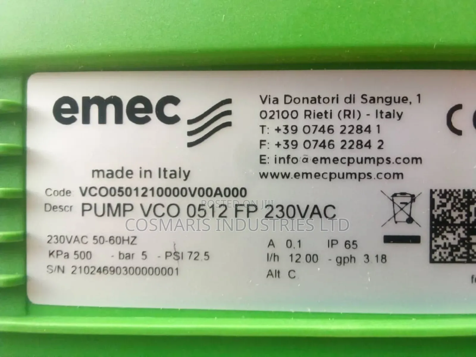 Emec Chemical Metering Pump.